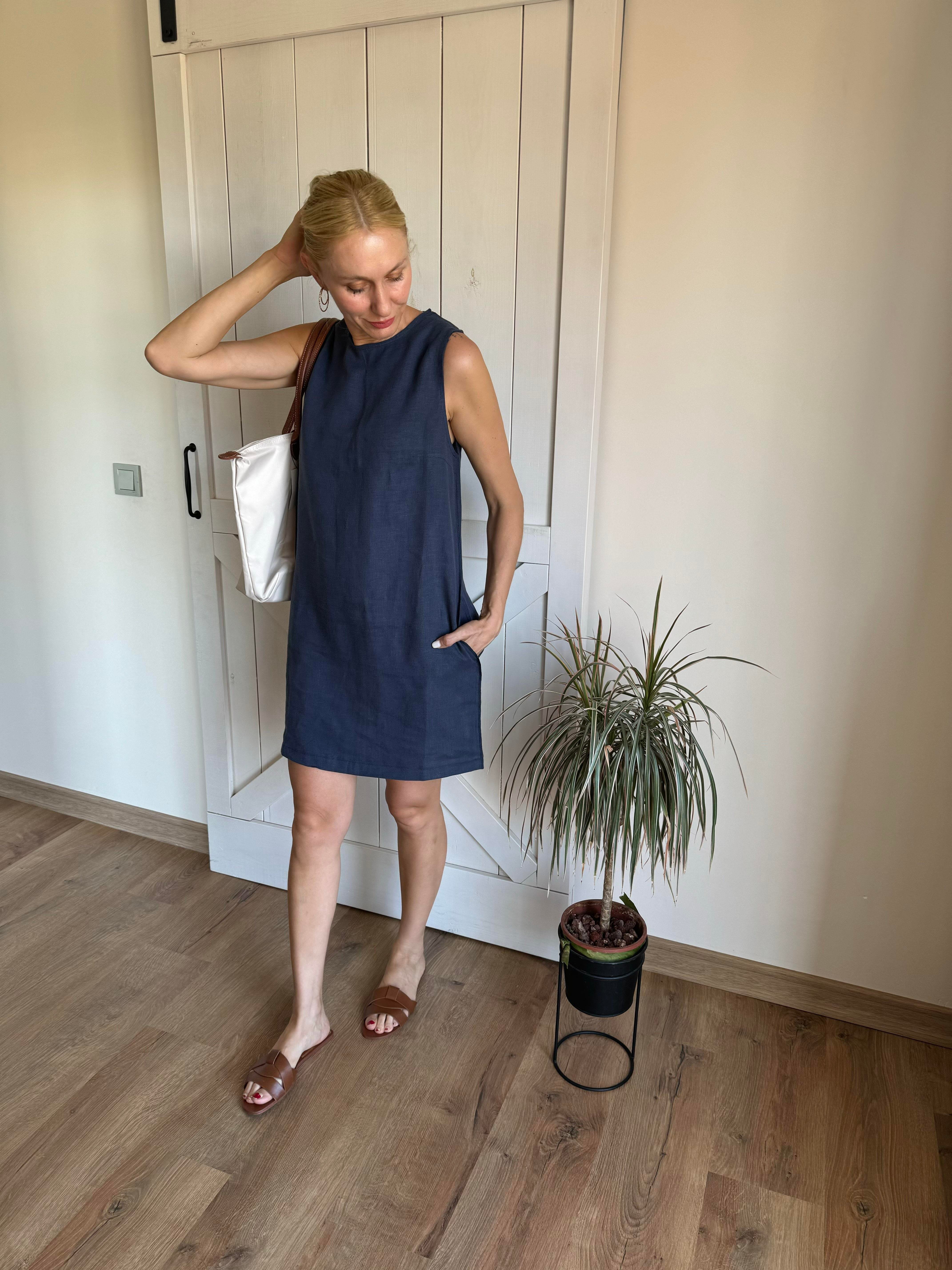 Md Blues Keten Elbise