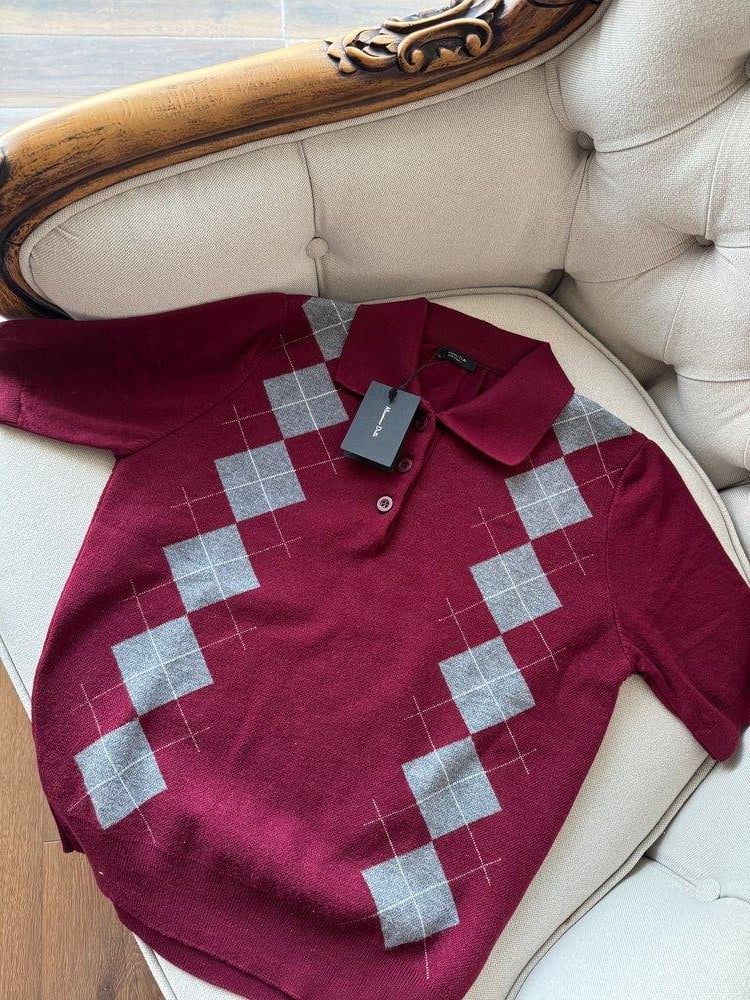 Md Bordo Baklava Dilimli Yün Karışımlı Triko