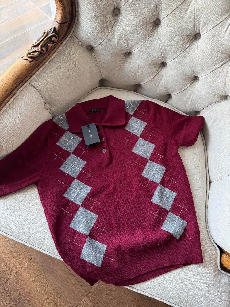 Md Bordo Baklava Dilimli Yün Karışımlı Triko