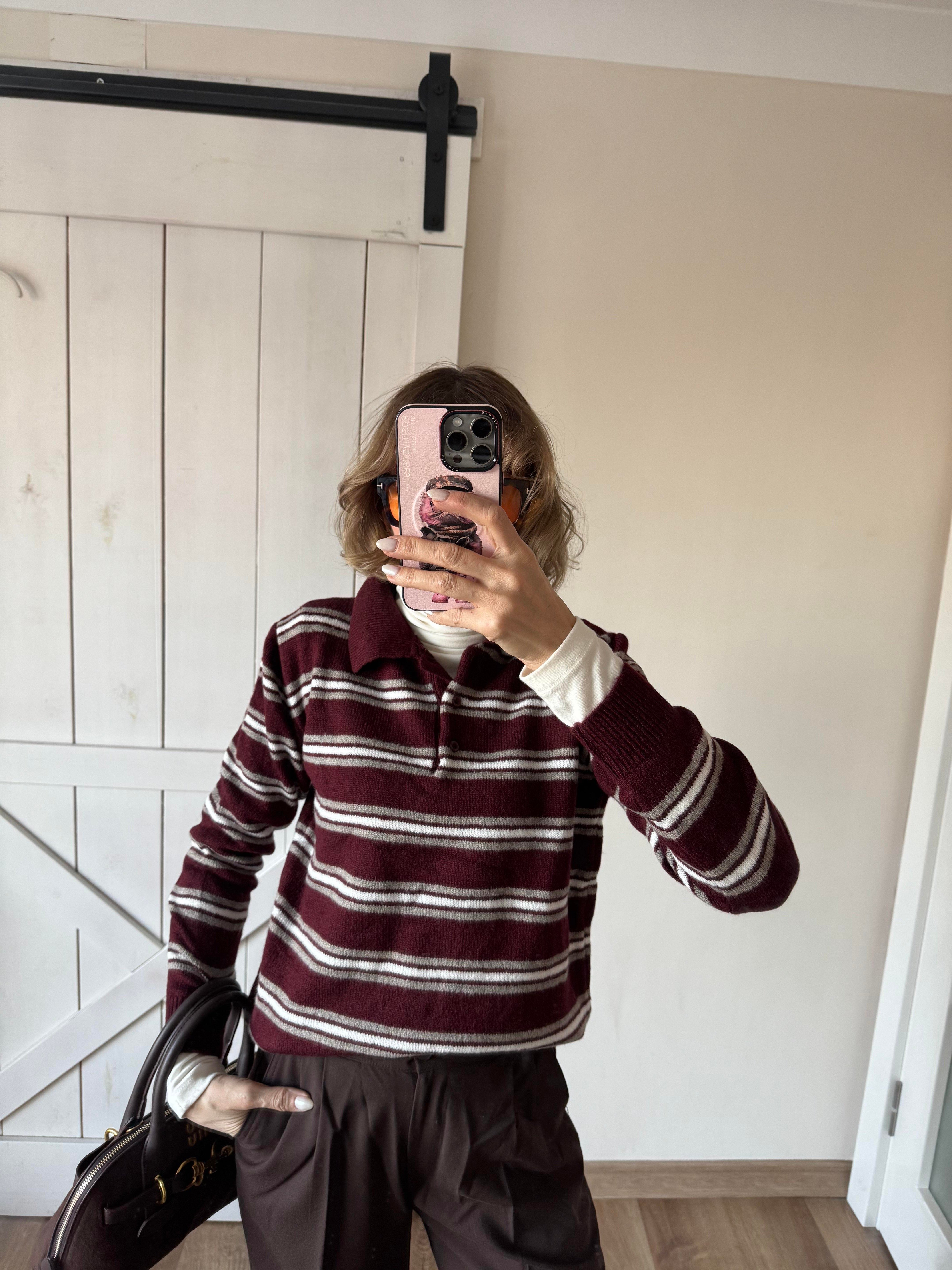 Md Bordo Çizgili Kazak