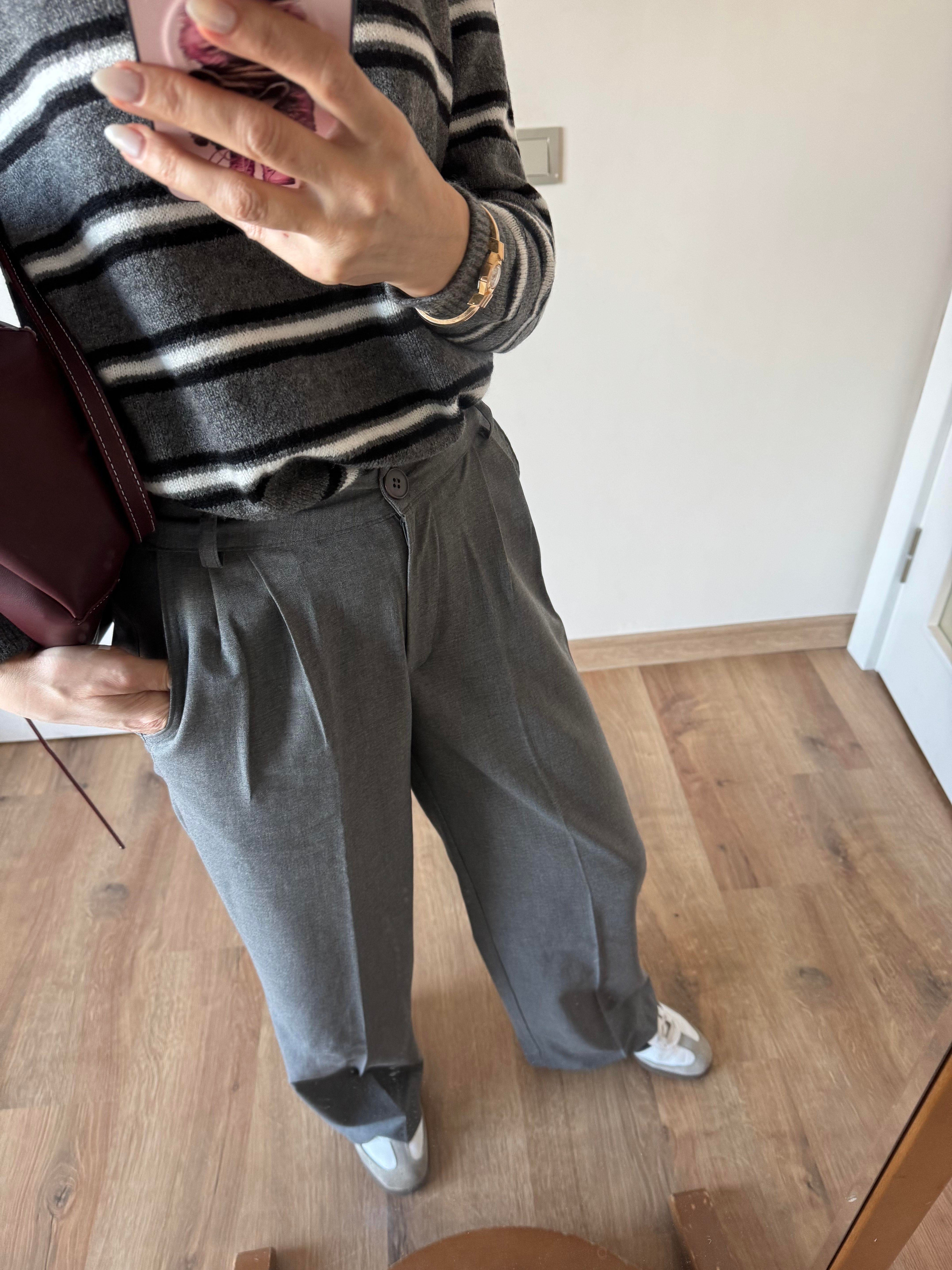 Md Kumaş Gri Palazzo Pantolon