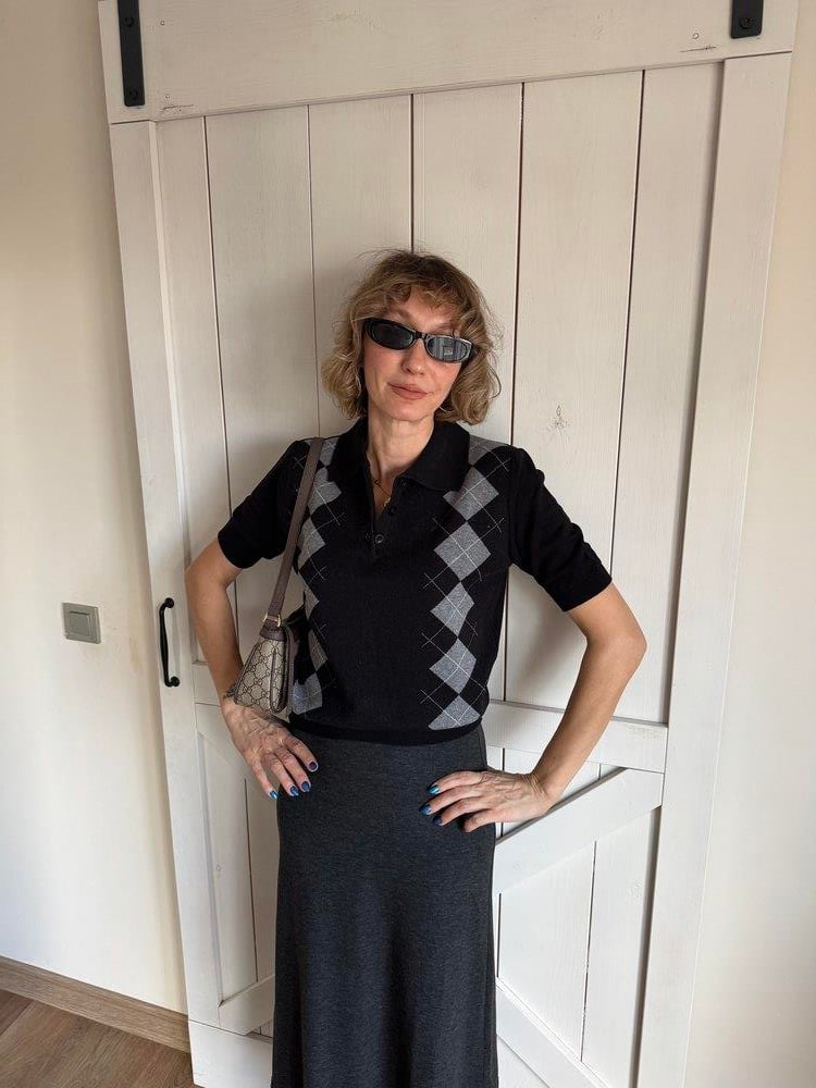 Md Siyah Baklava Dilimli Triko