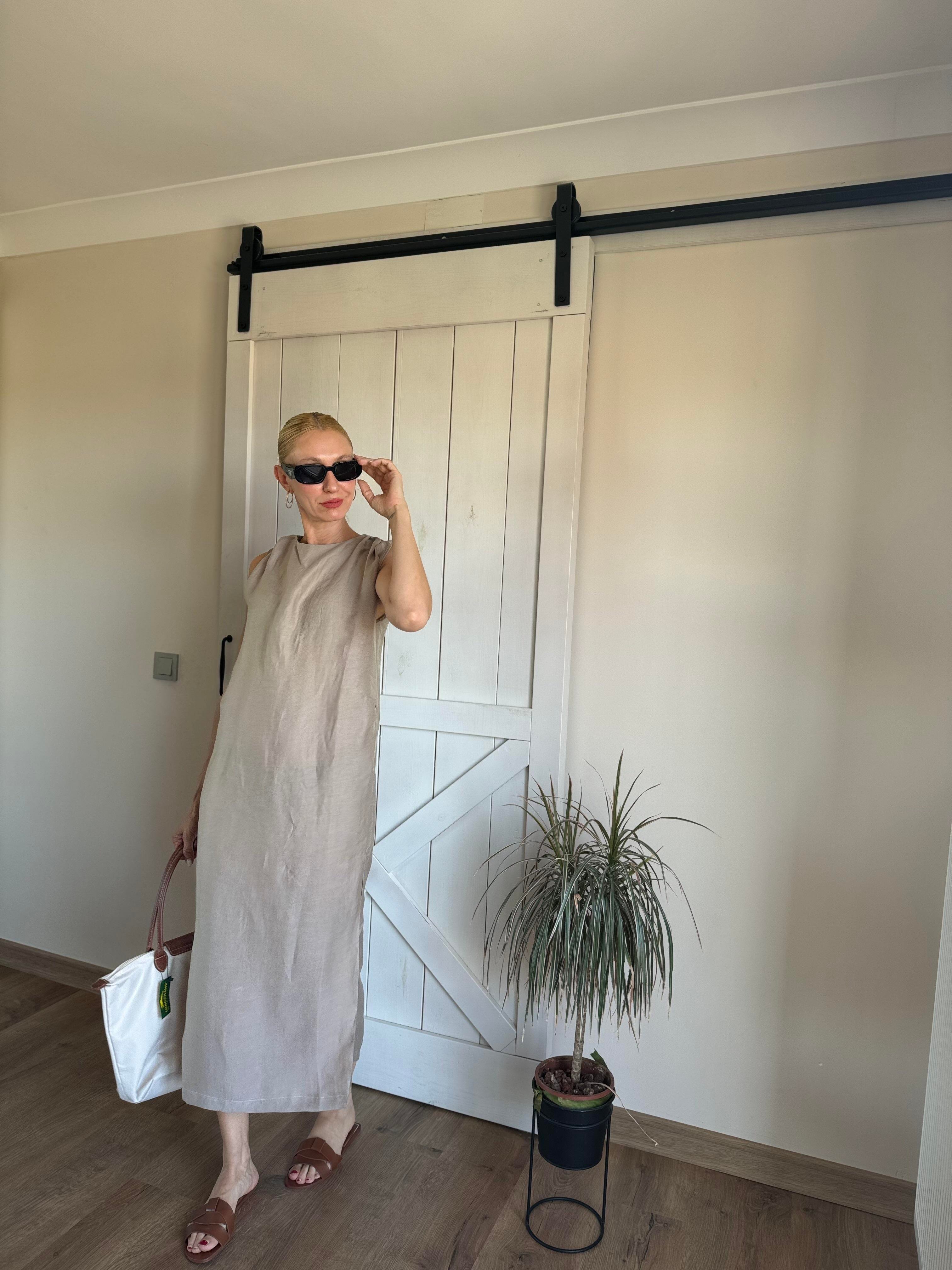 Md Taş Rengi Tensel Elbise