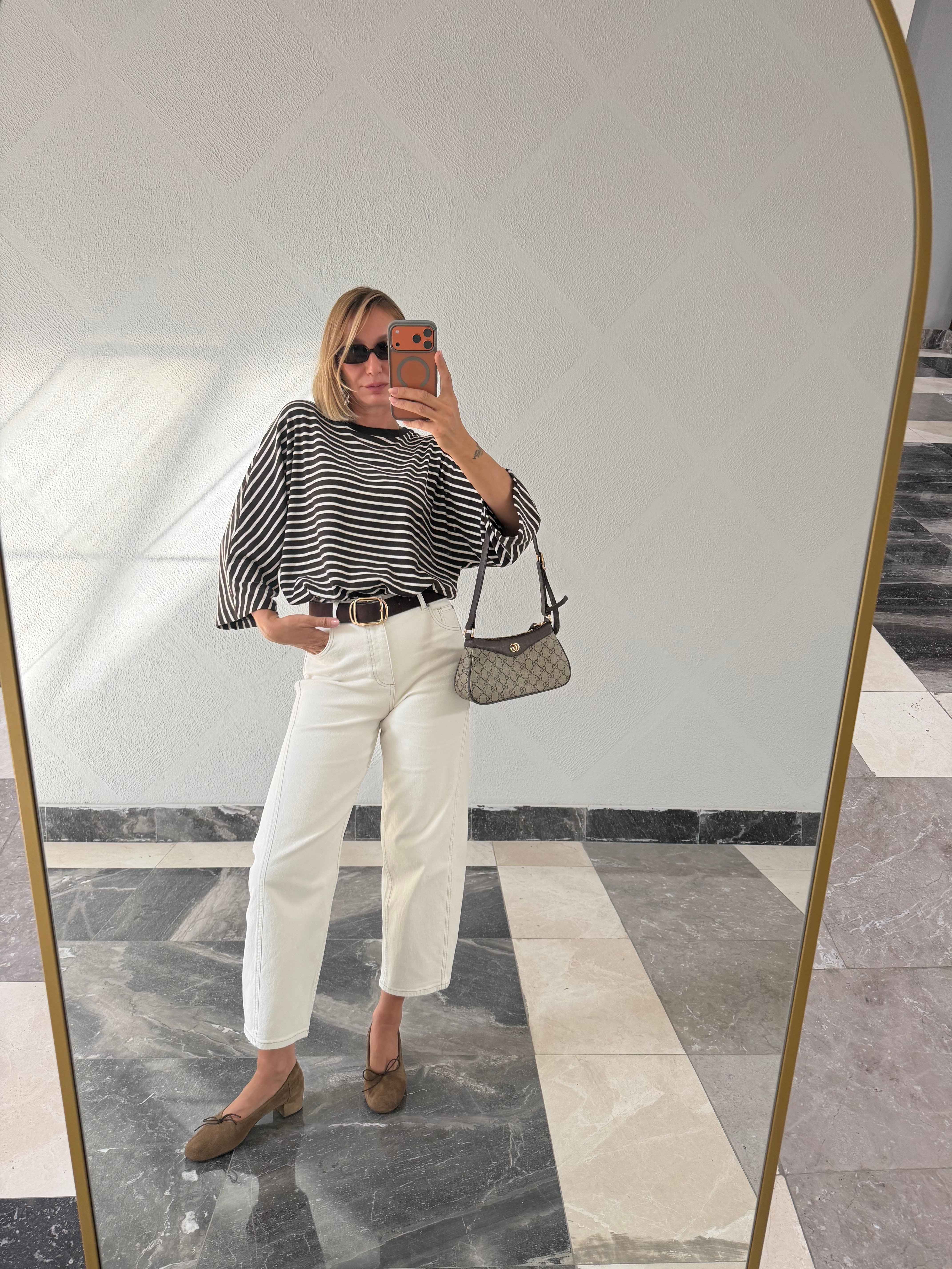 Mint Ekru Cream Barrel Lean Jean