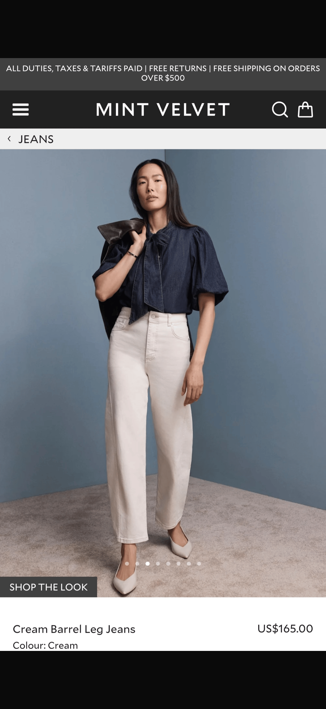 Mint Ekru Cream Barrel Lean Jean