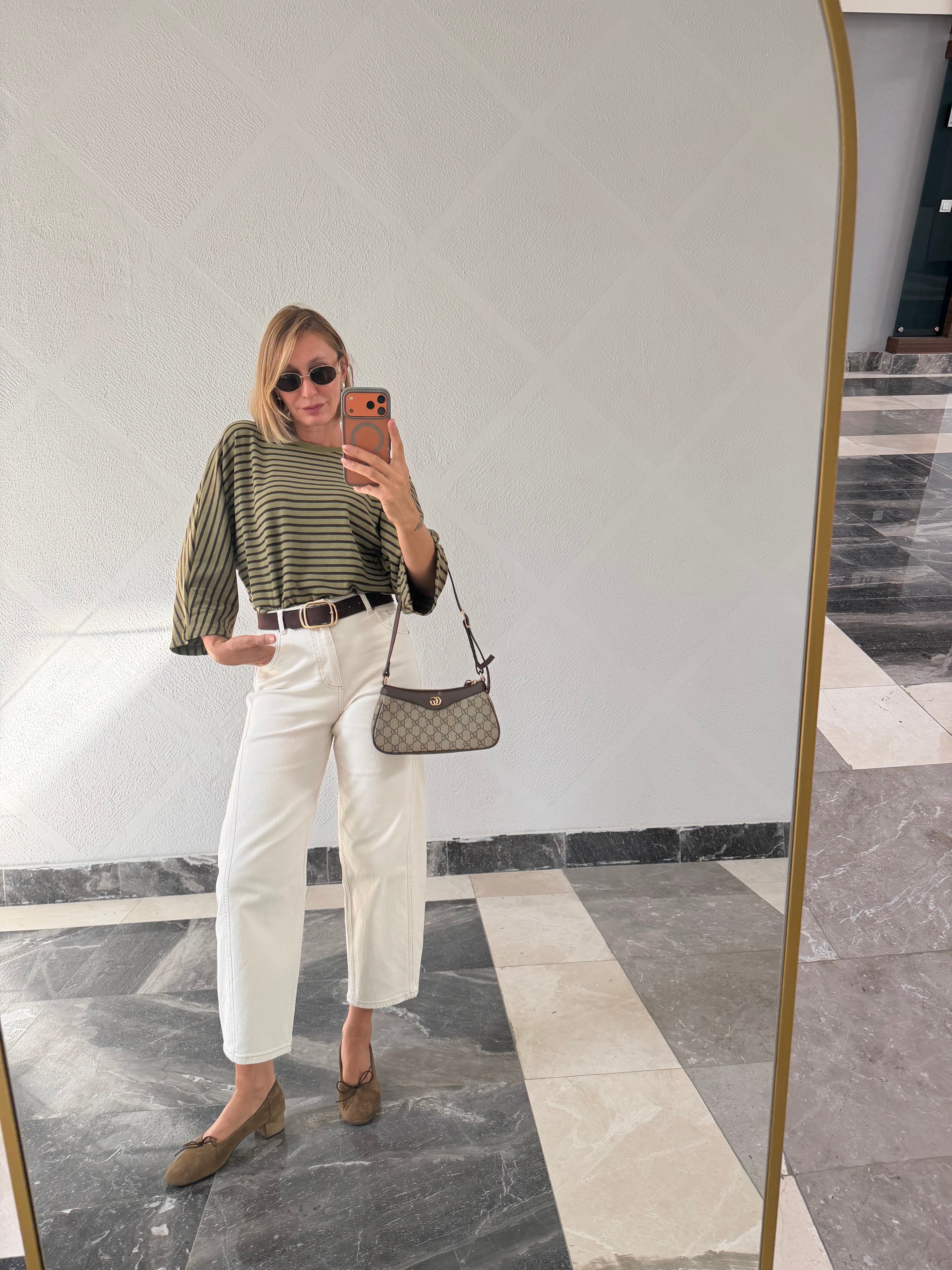 Mint Ekru Cream Barrel Lean Jean