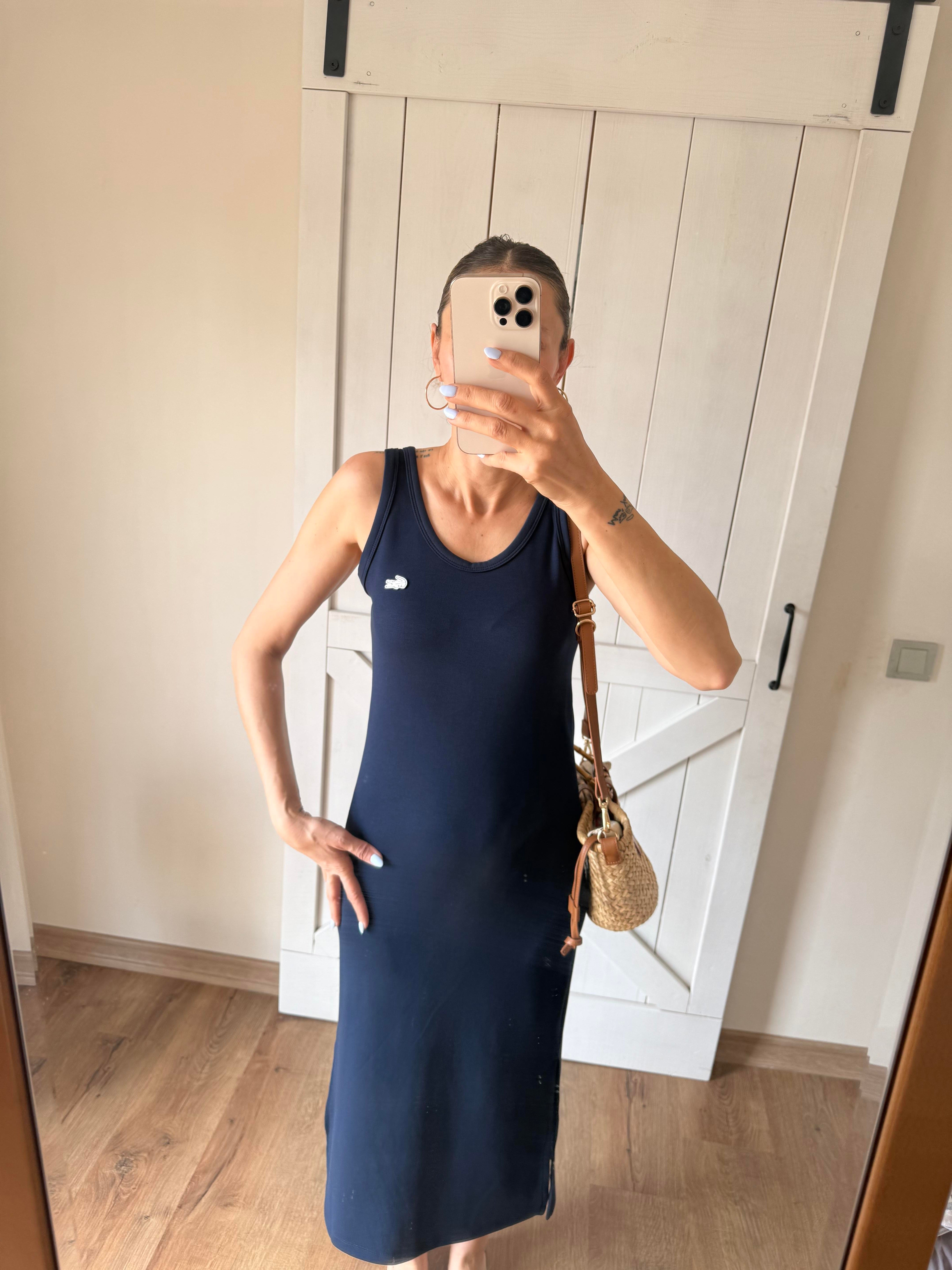 Modal Askılı Lacivert Elbise