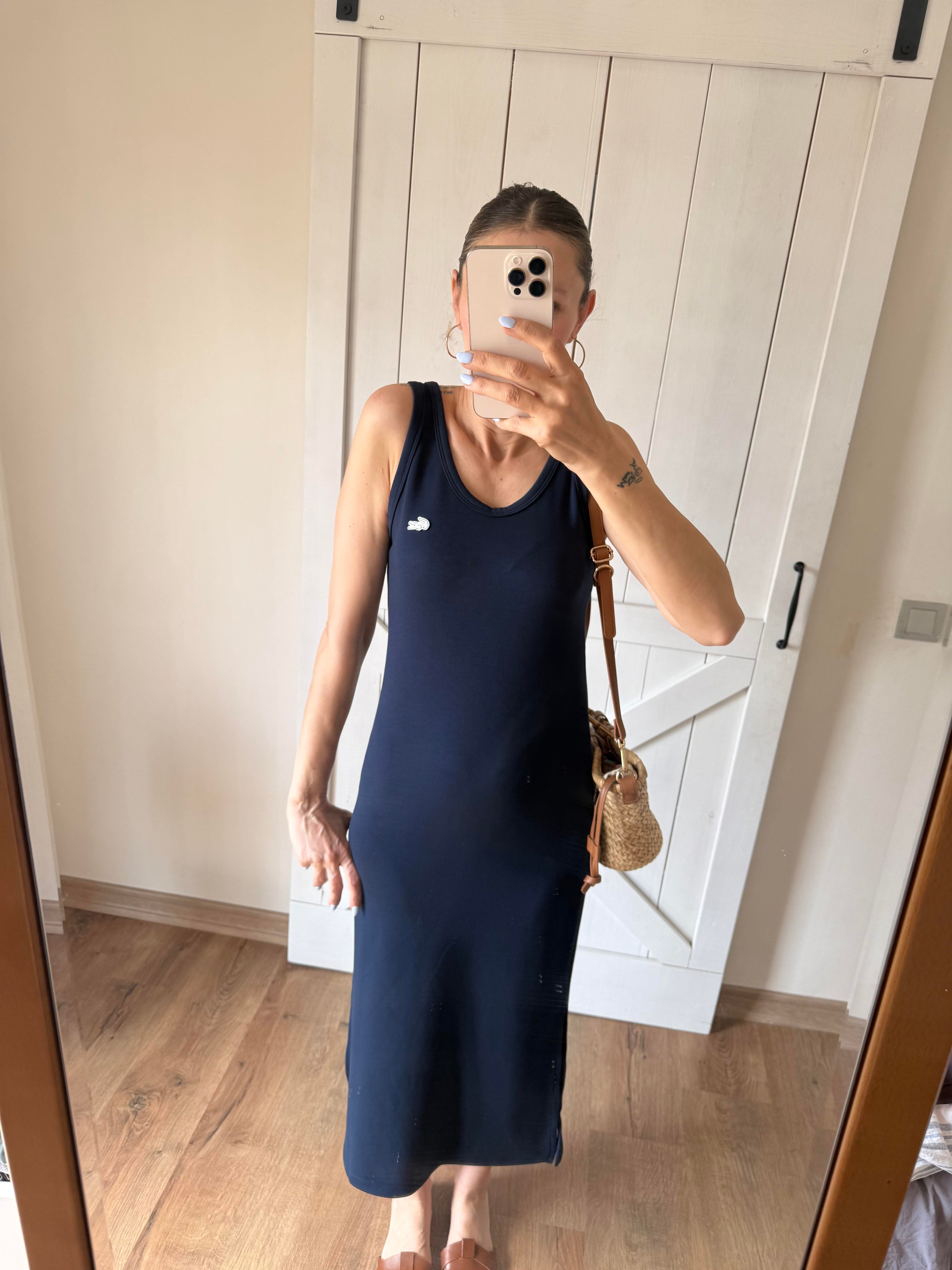 Modal Askılı Lacivert Elbise