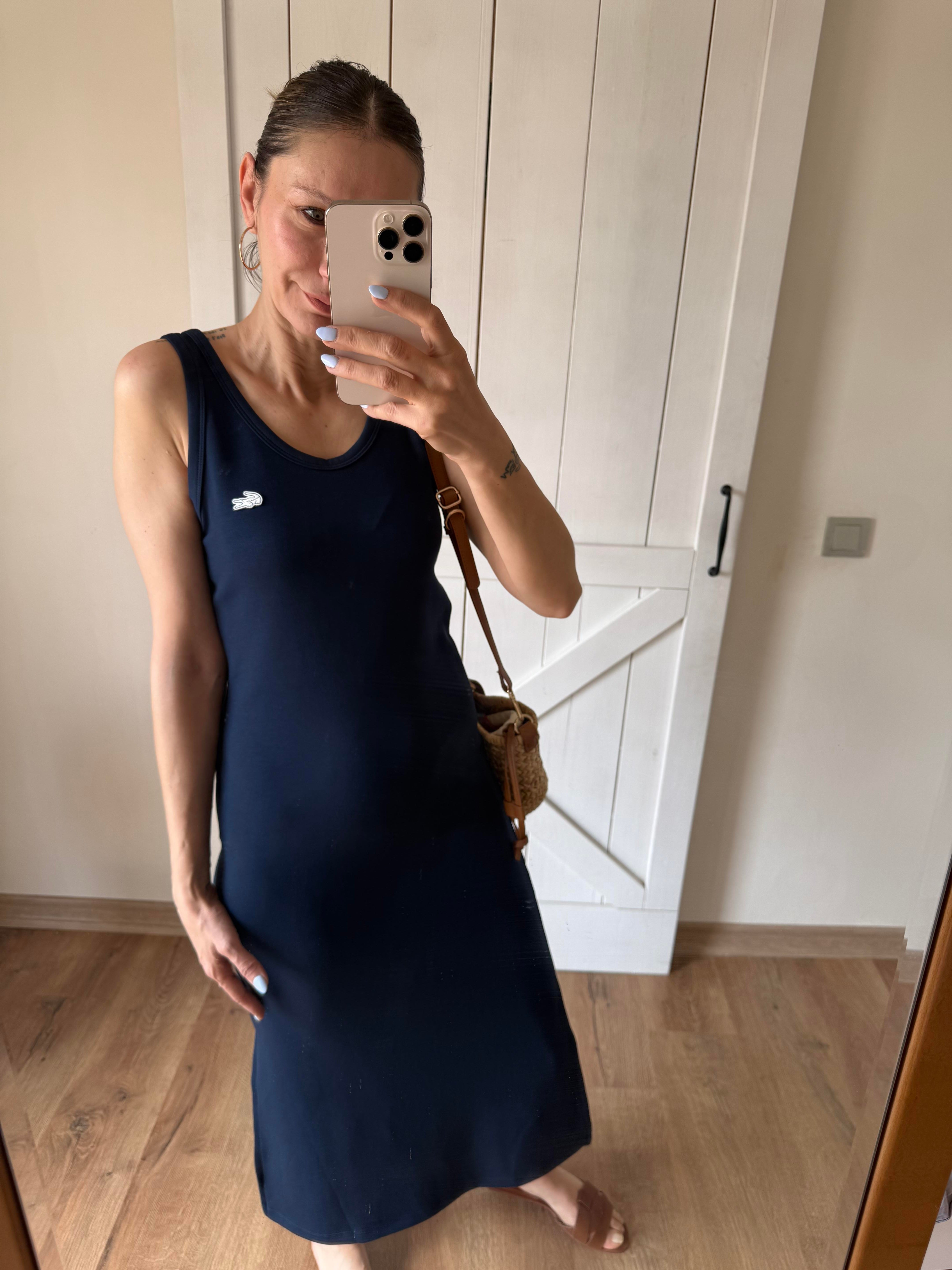 Modal Askılı Lacivert Elbise