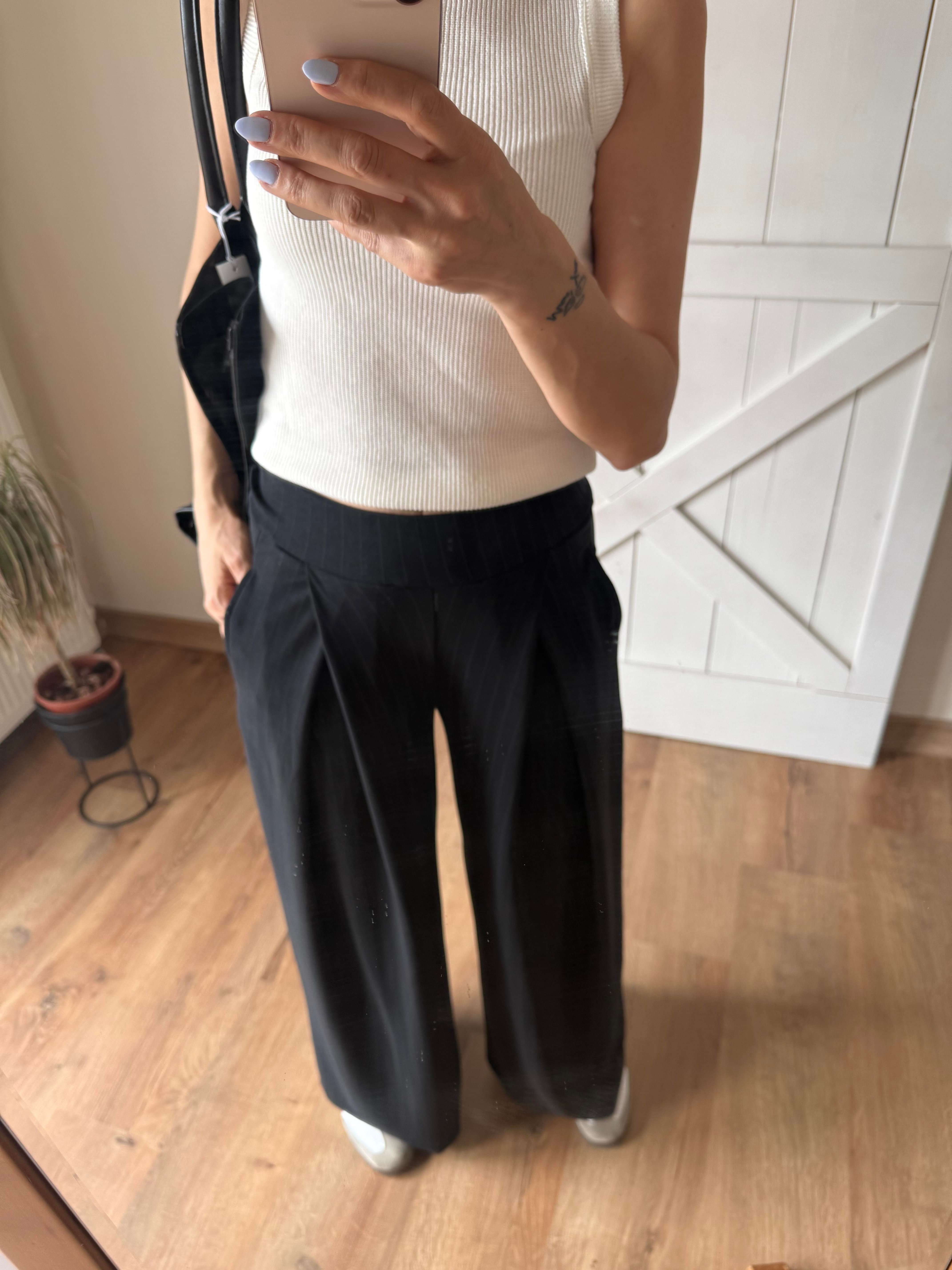 Modal İnce Çizgili Antrasit Pantolon