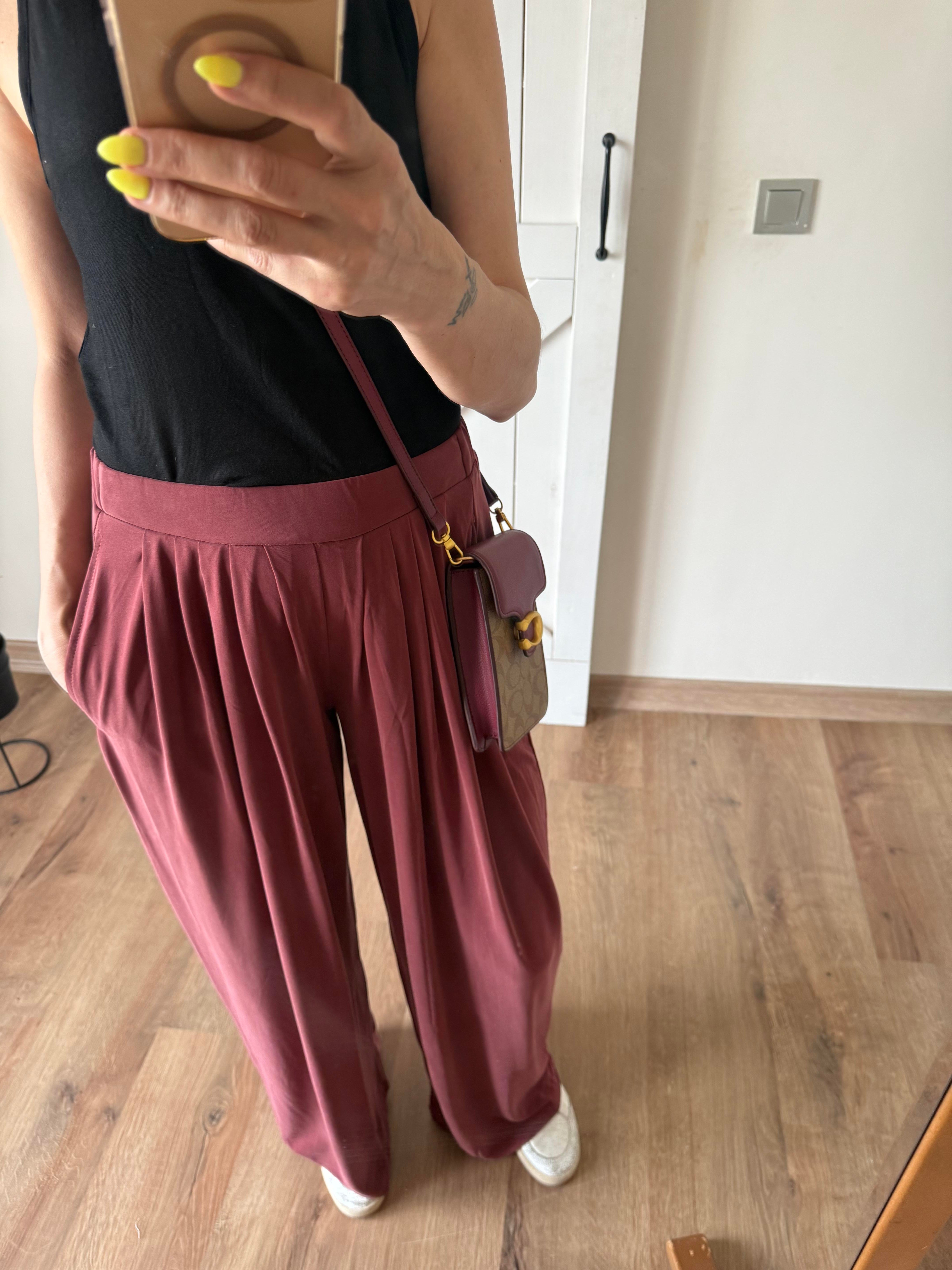 Modal Karışımlı Dökümlü Extra Wide Kiremit Pantolon