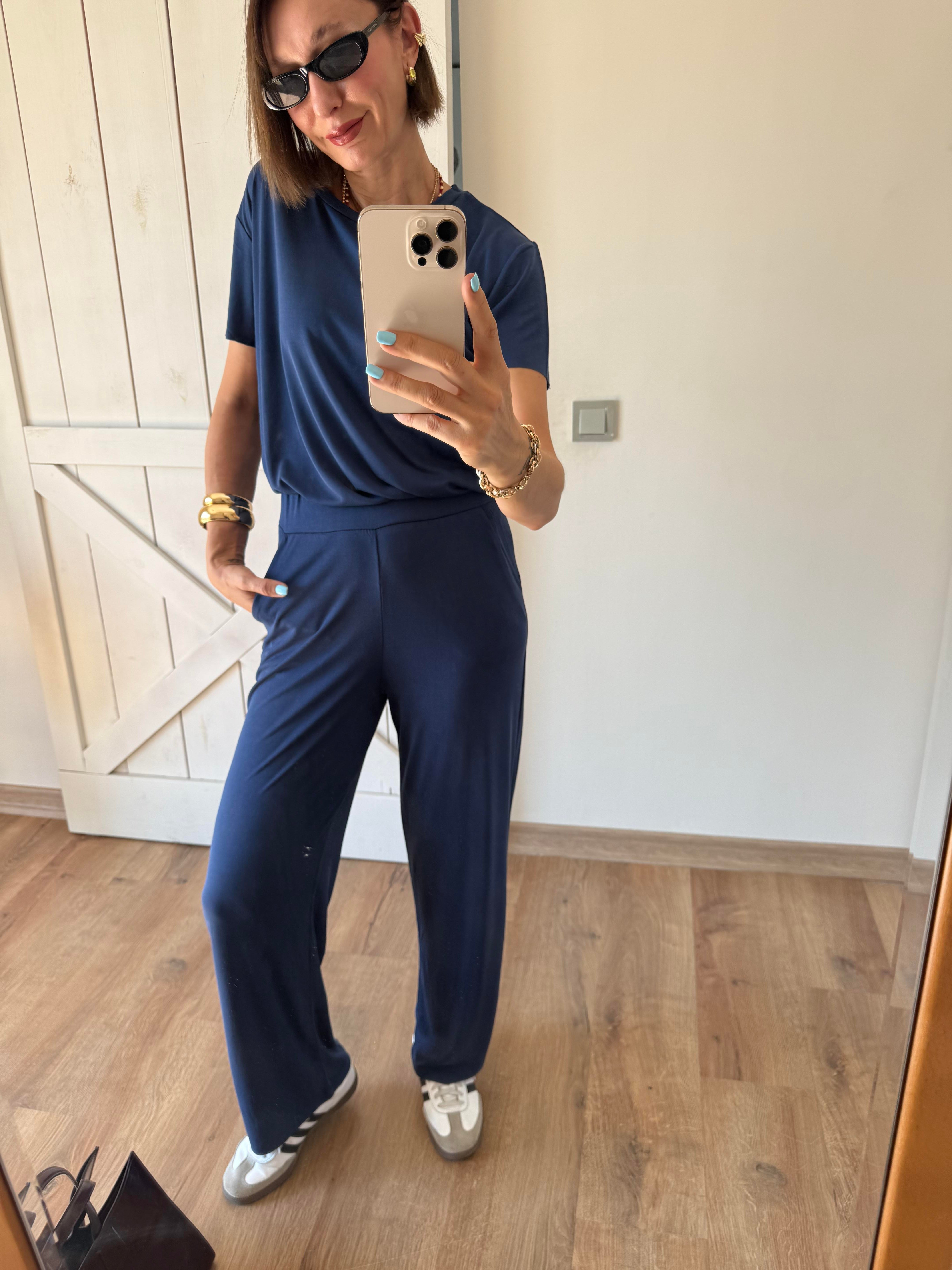 Modal Kumaş Lacivert Pantolon Bluz Takım