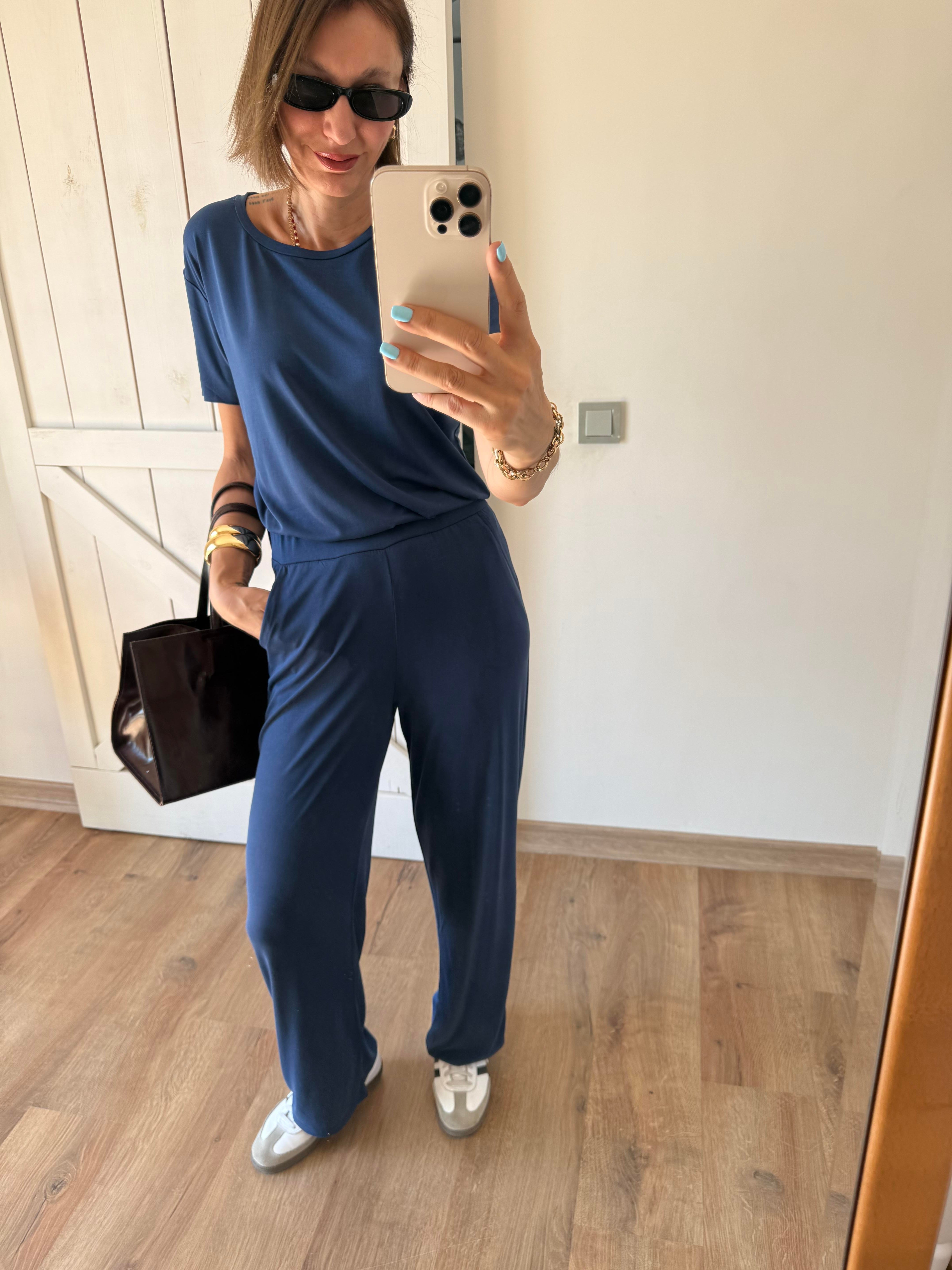 Modal Kumaş Lacivert Pantolon Bluz Takım