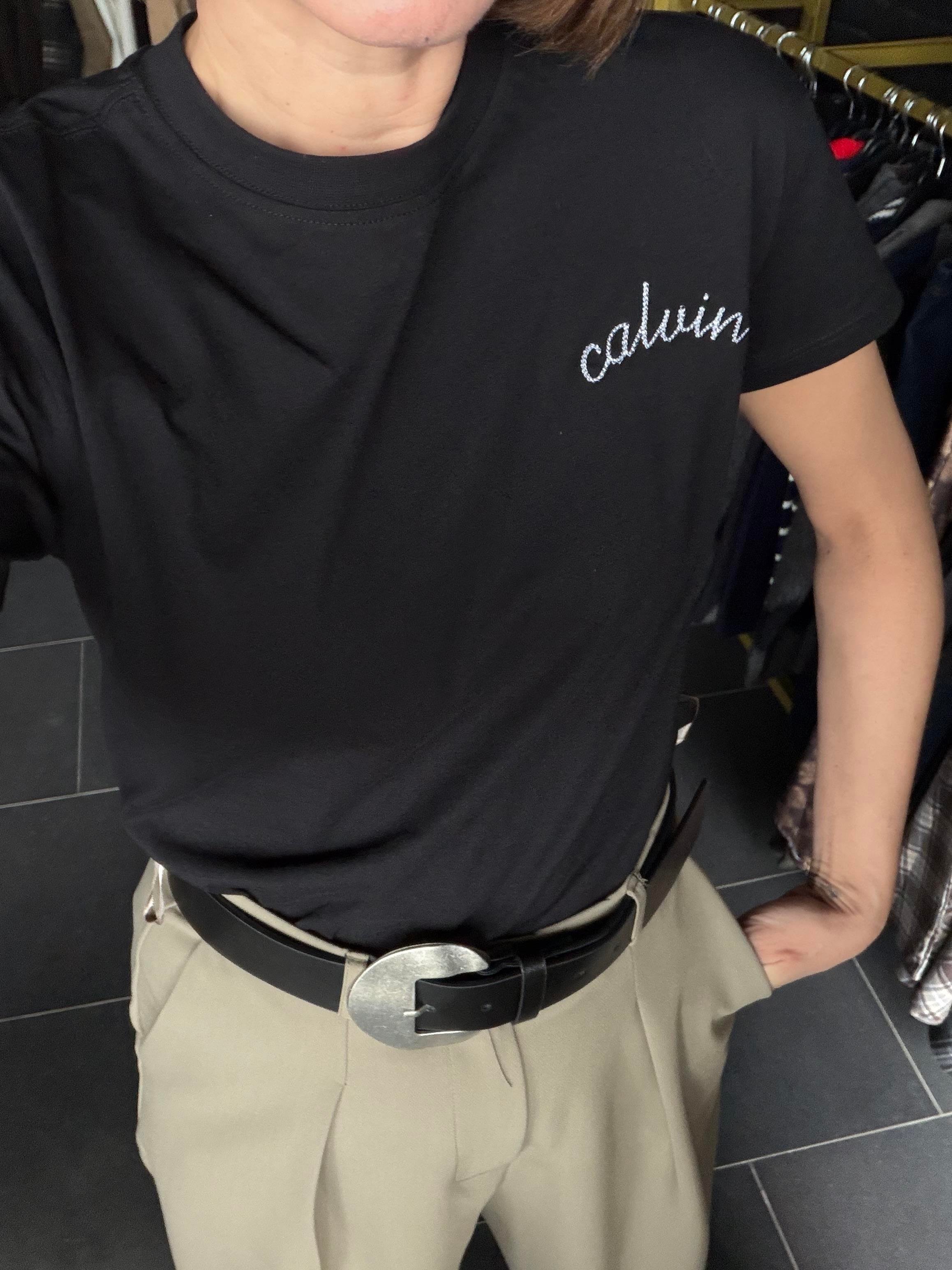 Nakış İşleme Logolu Siyah Tshirt