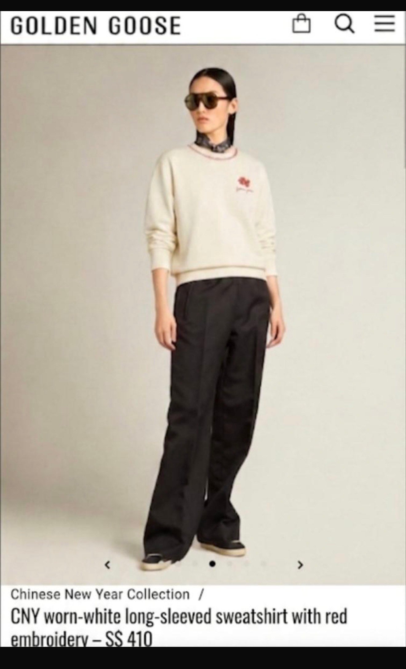 Nakışlı Goose Kırık Beyaz Sweatshirt