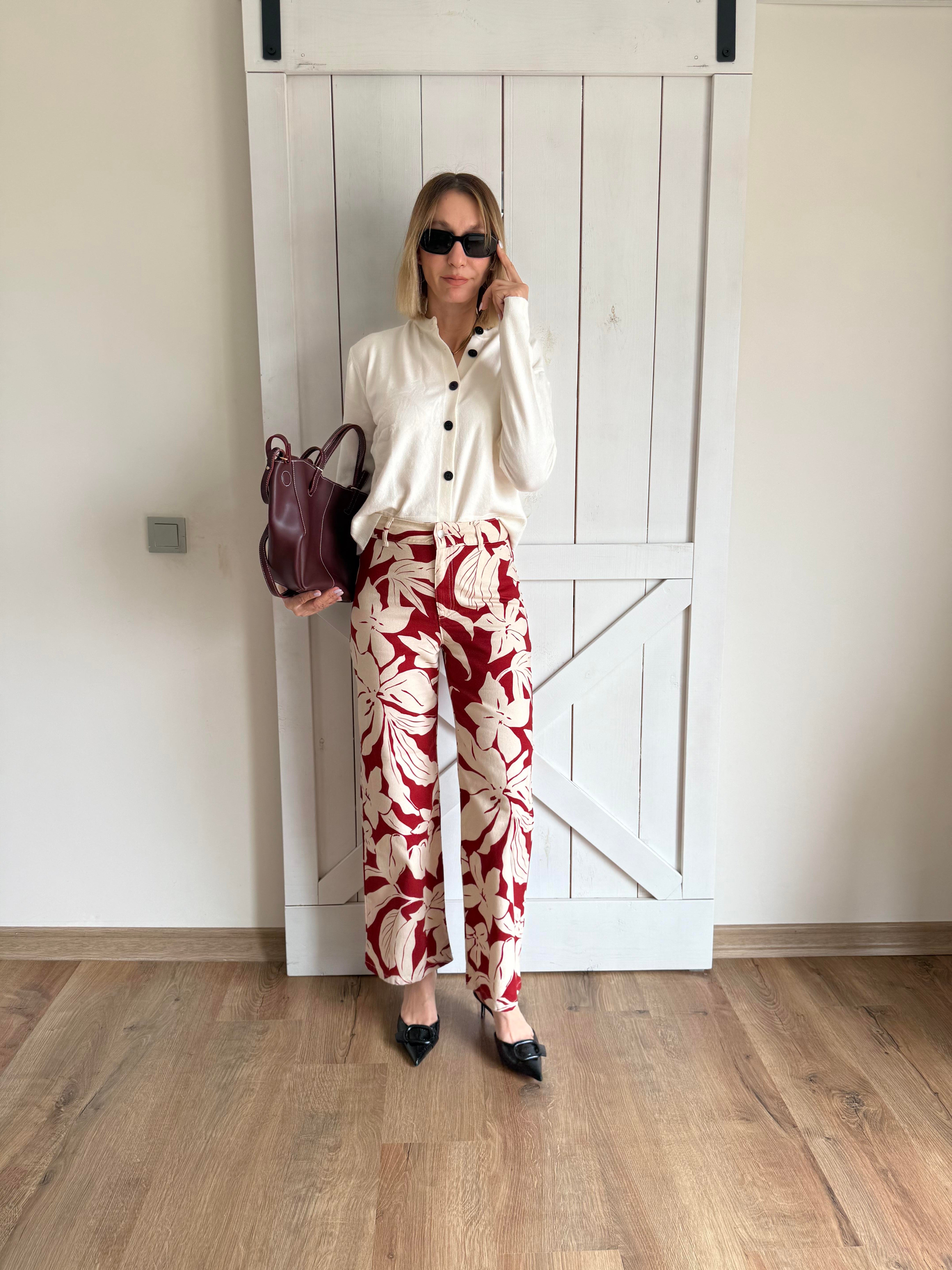 Nicole Baskılı Düz Pantolon