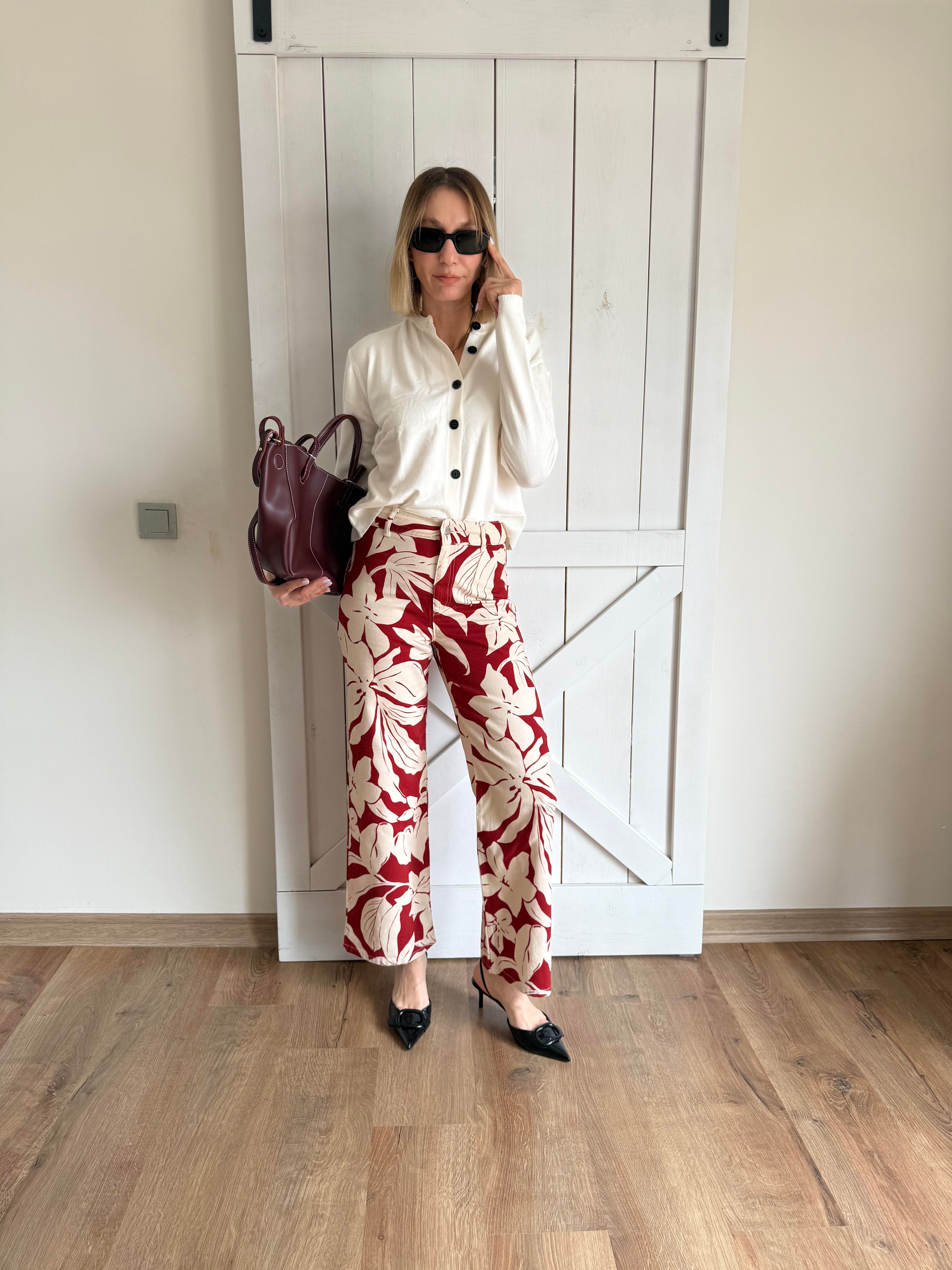 Nicole Baskılı Düz Pantolon