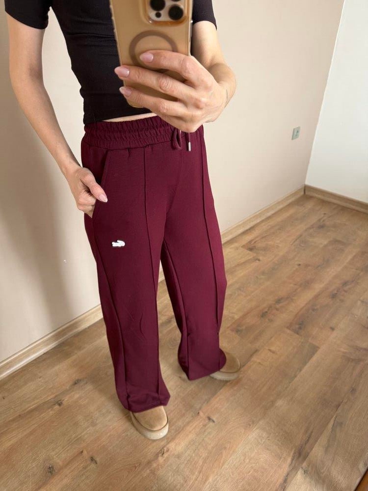 Önü Dikişli Bordo Eşofman Altı