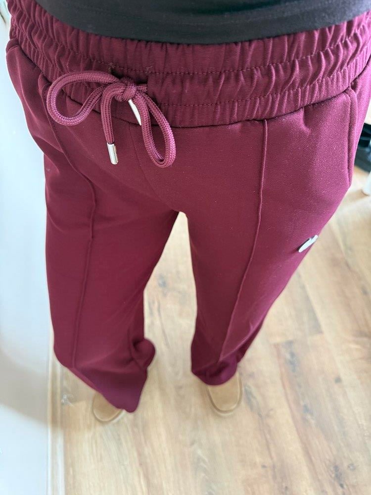 Önü Dikişli Bordo Eşofman Altı