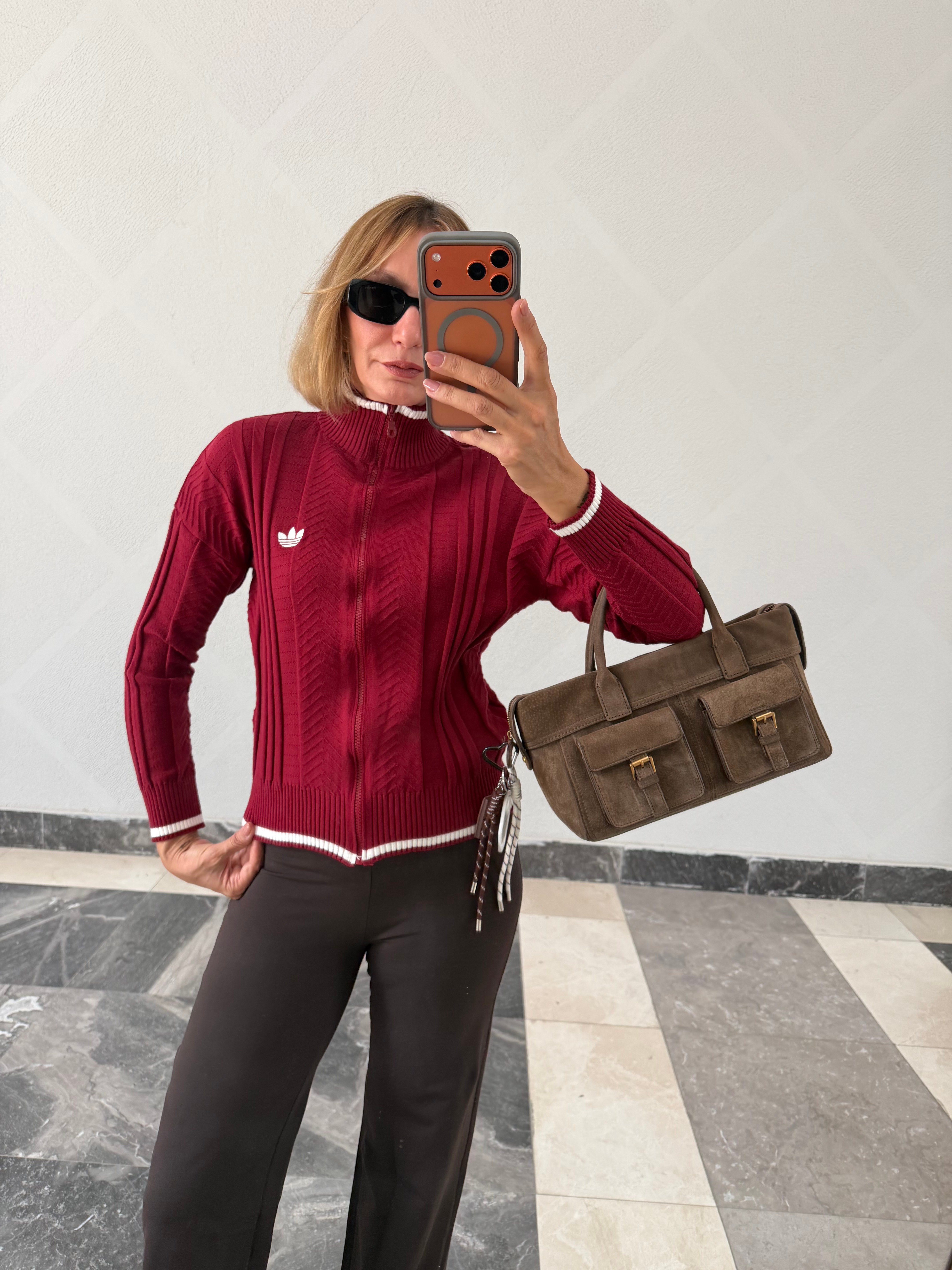 Originals Fermuarlı Bordo Hırka Sweat