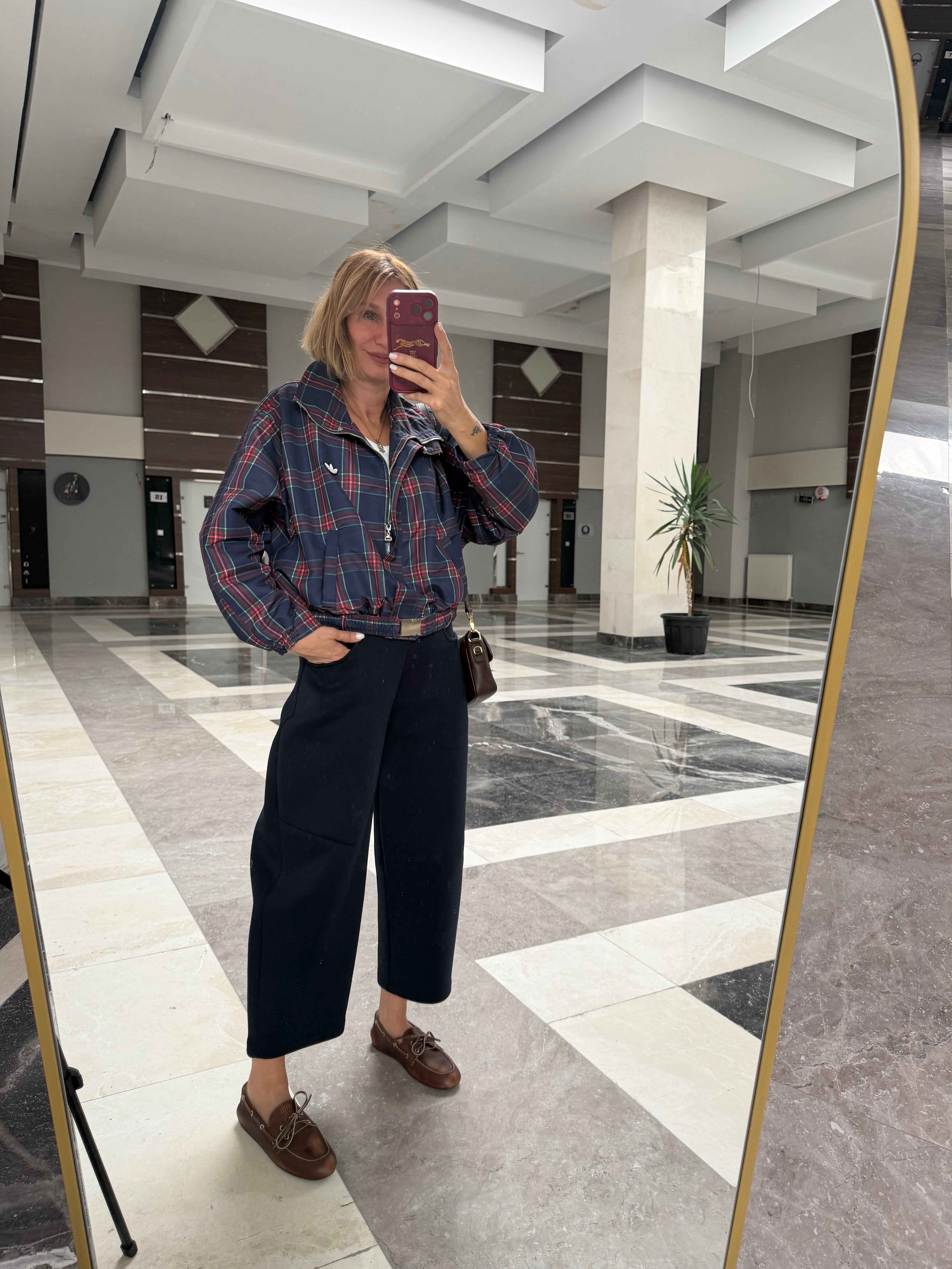 Originasl Ekose Belden Kemerli Ceket