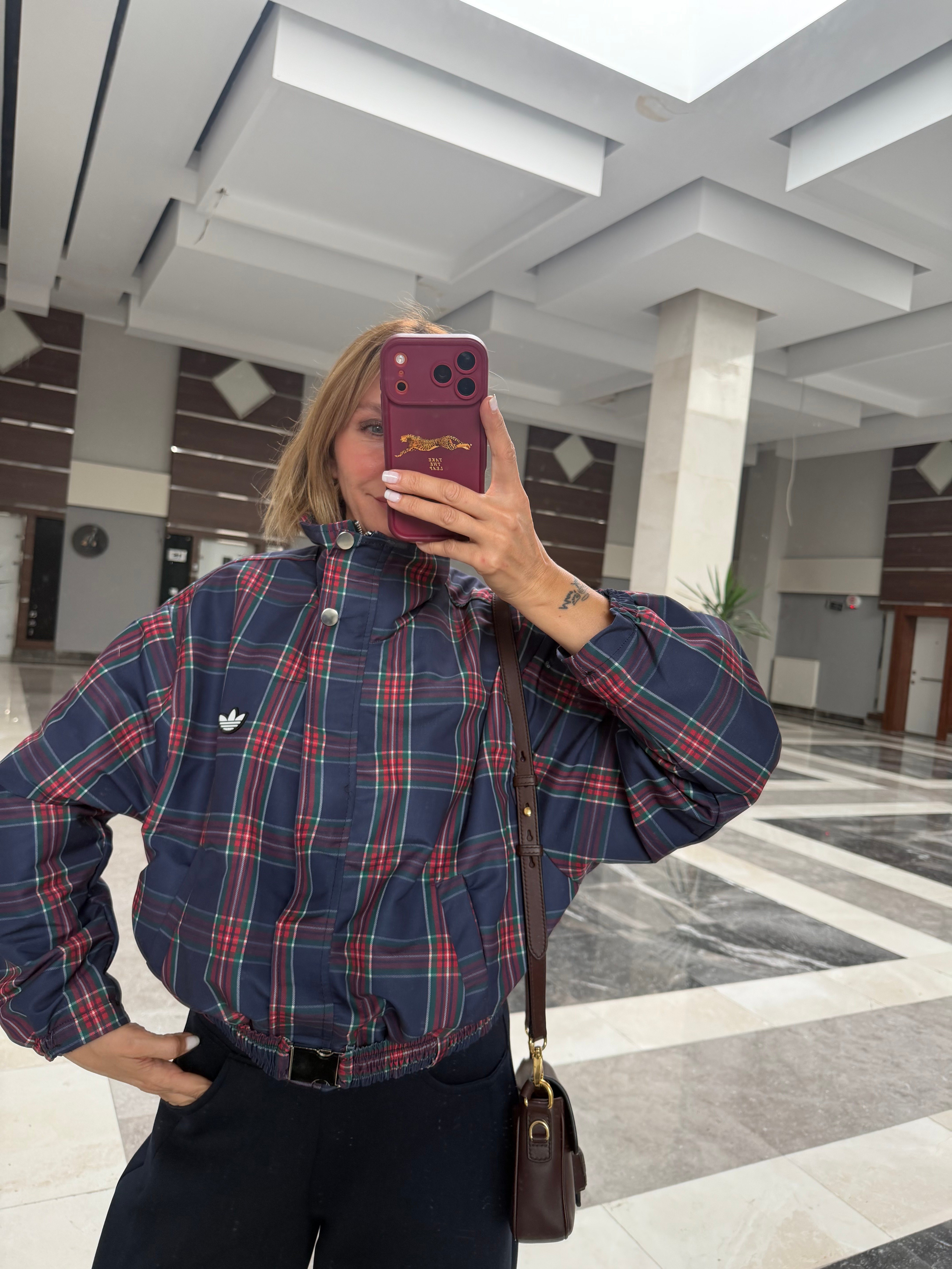 Originasl Ekose Belden Kemerli Ceket