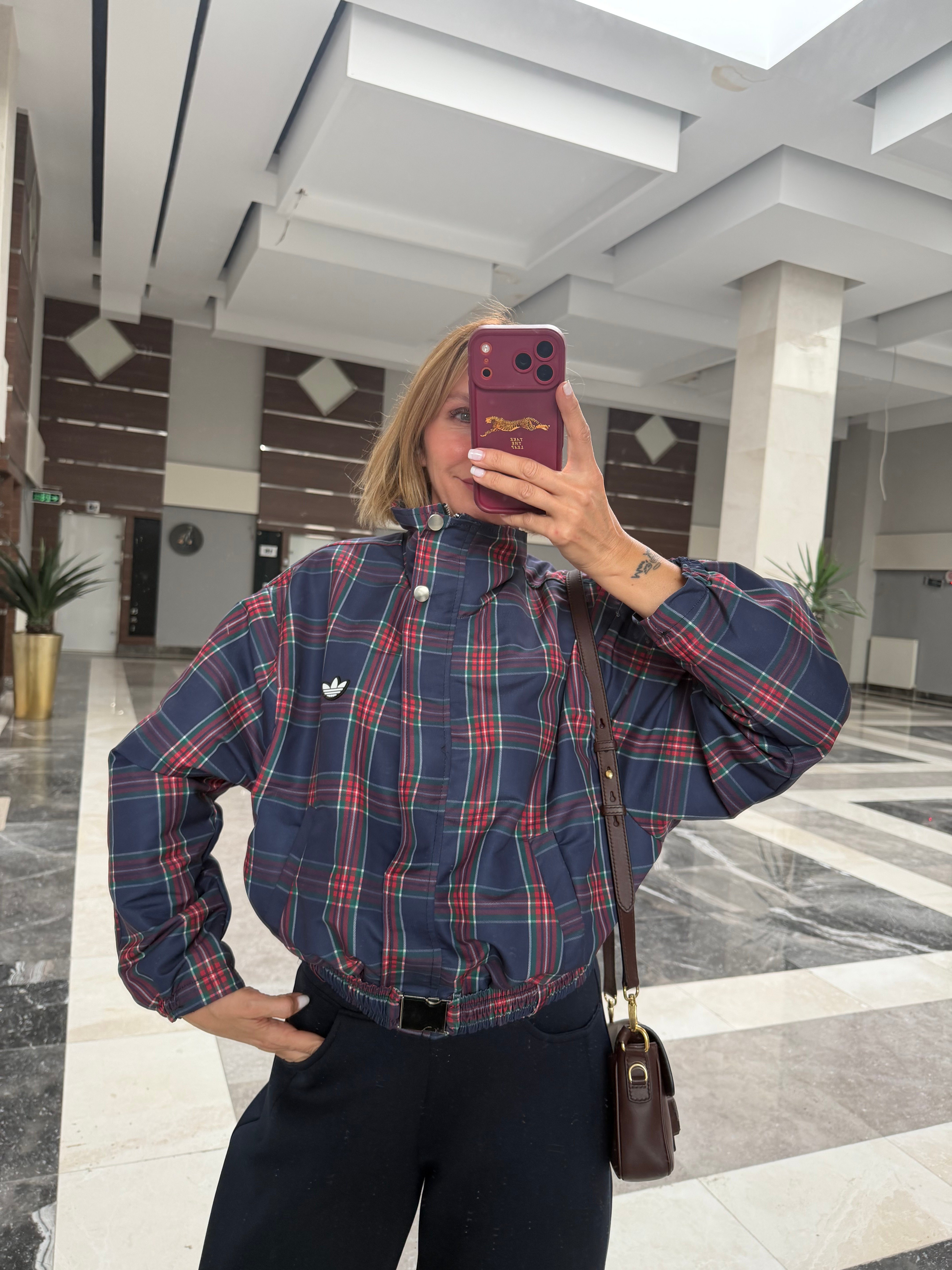 Originasl Ekose Belden Kemerli Ceket