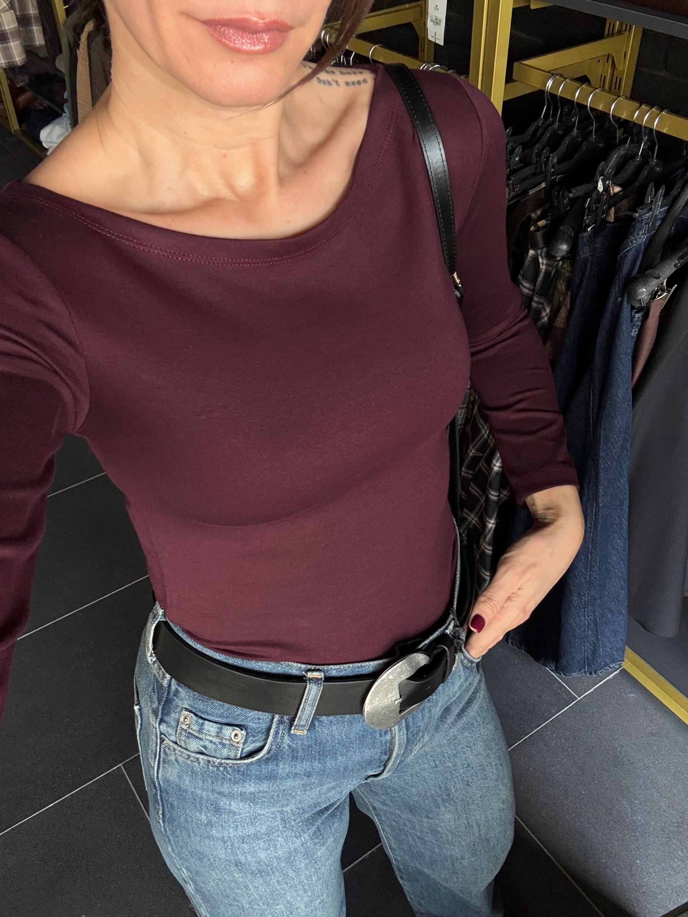 Oyş Bordo Kayık Yaka Modal Basic