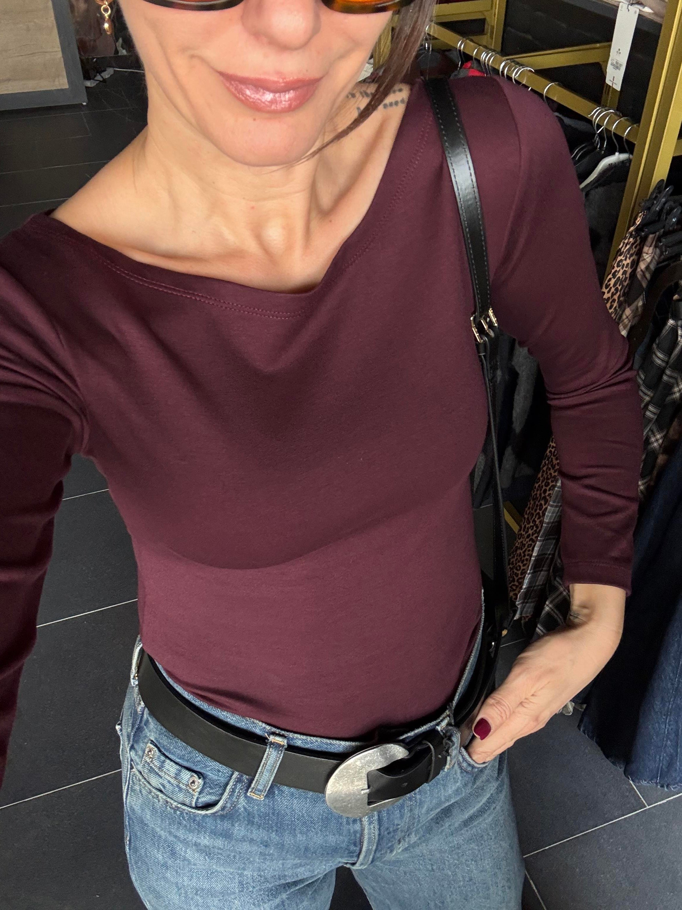 Oyş Bordo Kayık Yaka Modal Basic