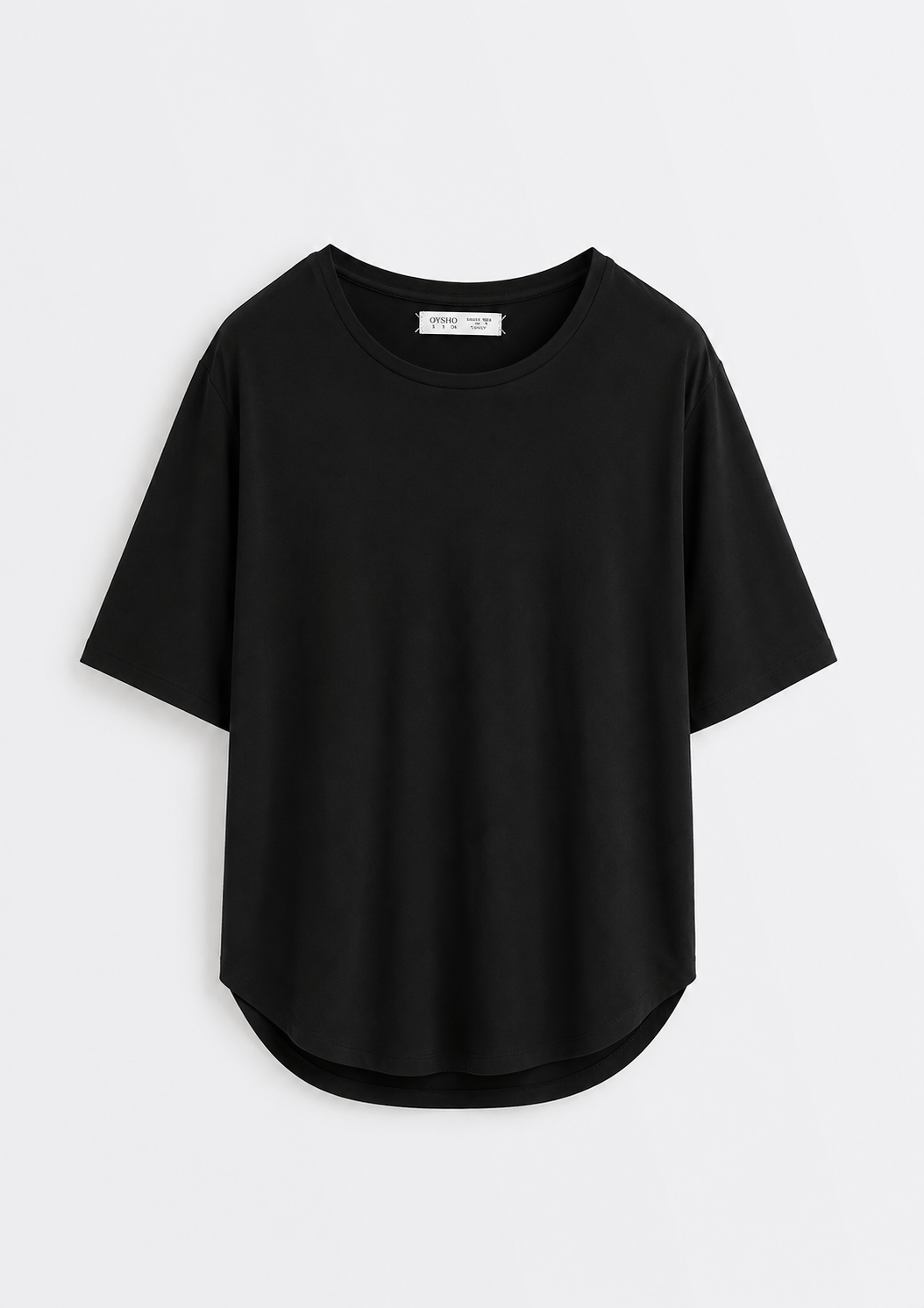 Oyş  Etek Ucu Dalgalı Siyah Tshirt