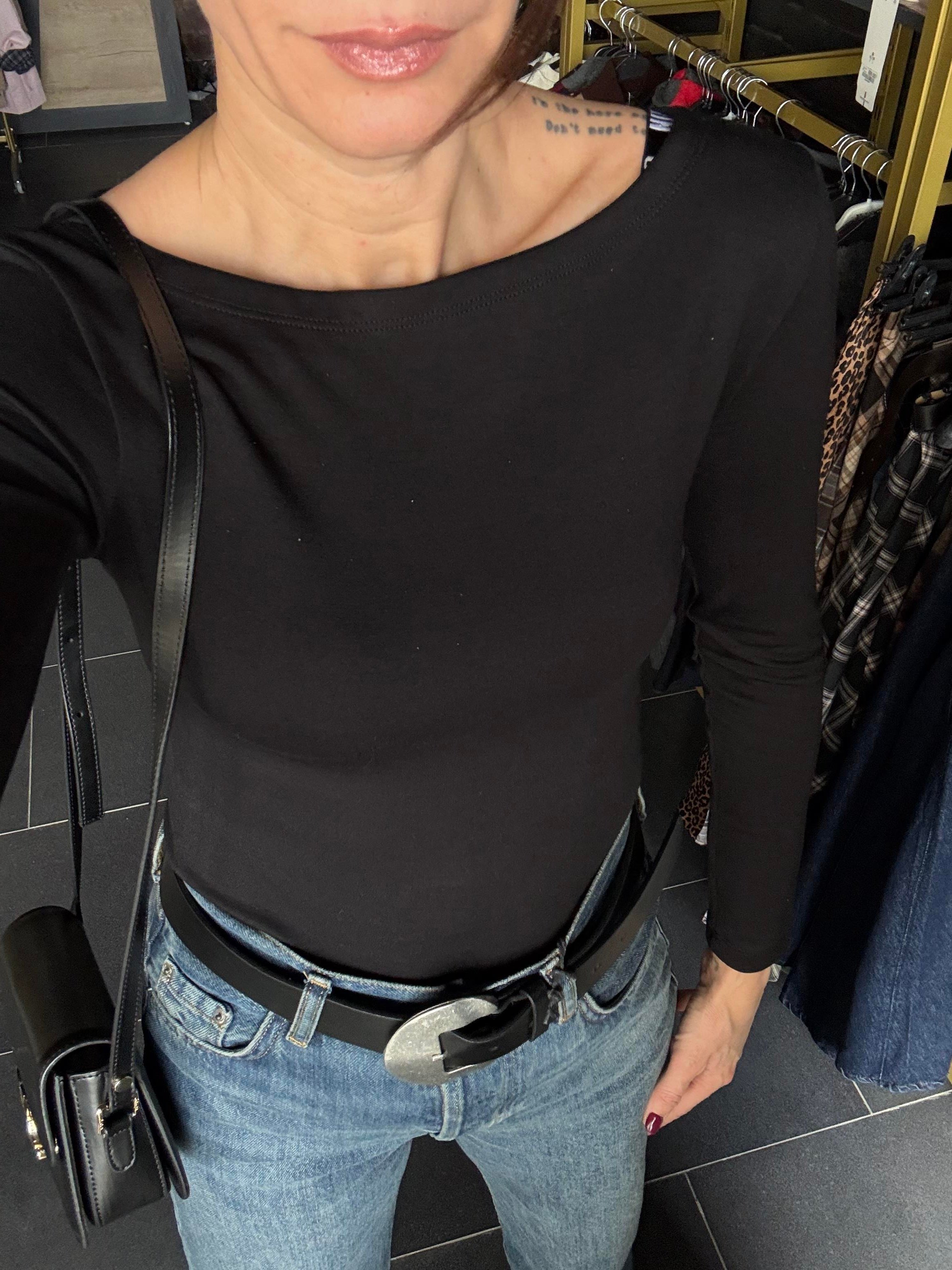 Oyş Siyah Kayık Yaka Modal Basic