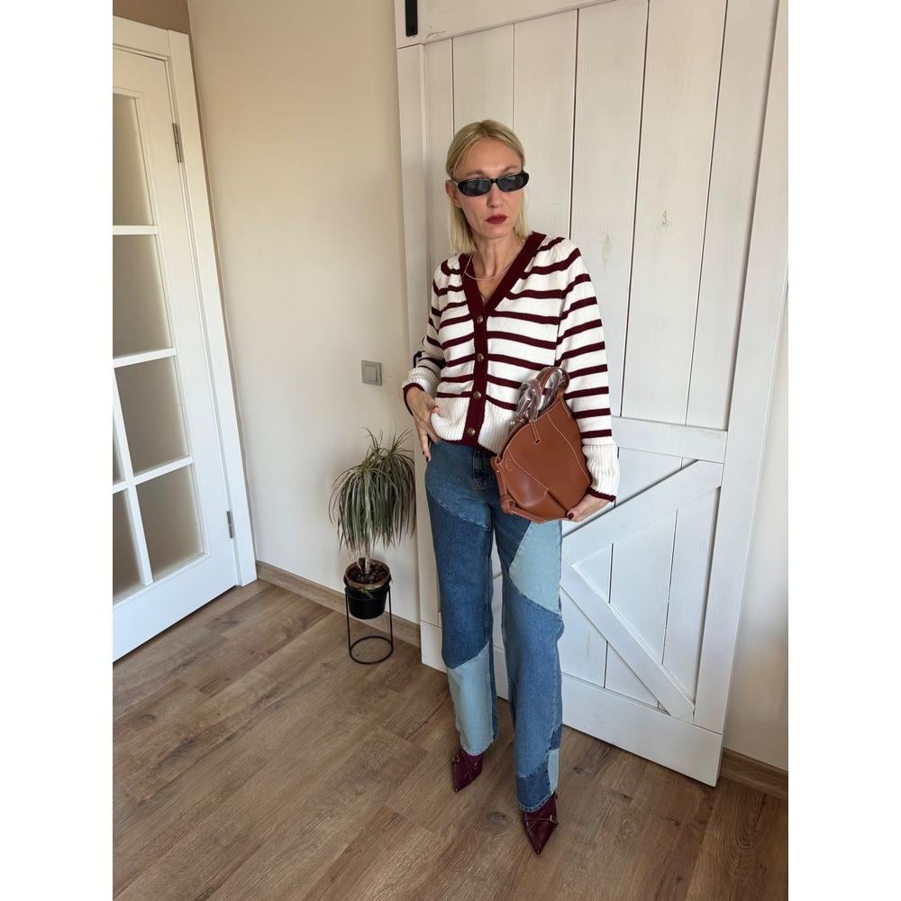 Patchwork Kadın Bol Jean Pantolon