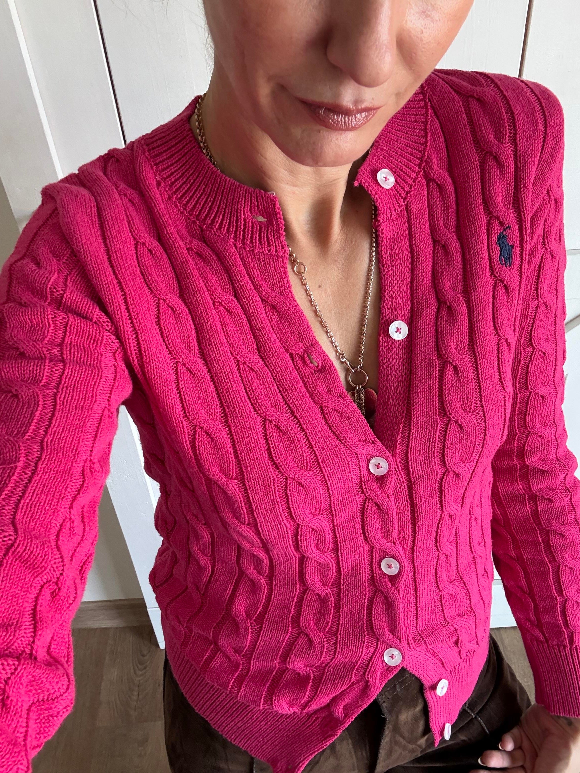 Pembe Saç Örgülü Hırka