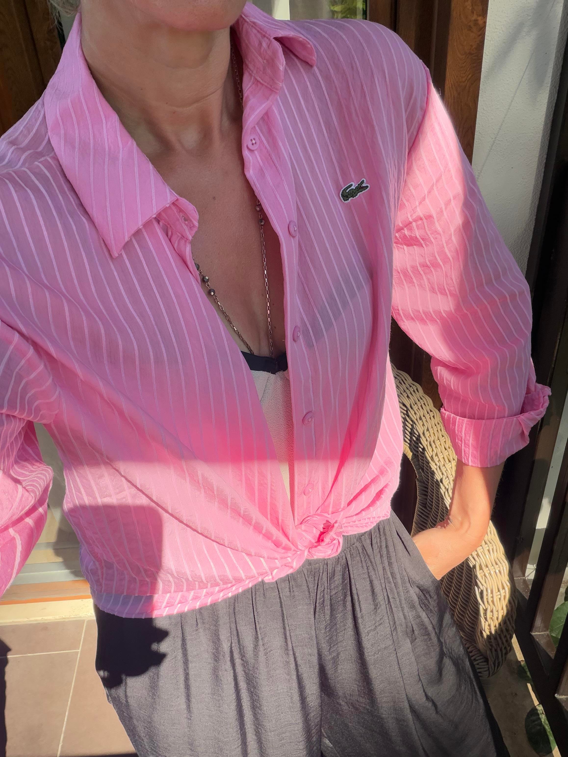 Pembe Tensel Çizgili Gömlek