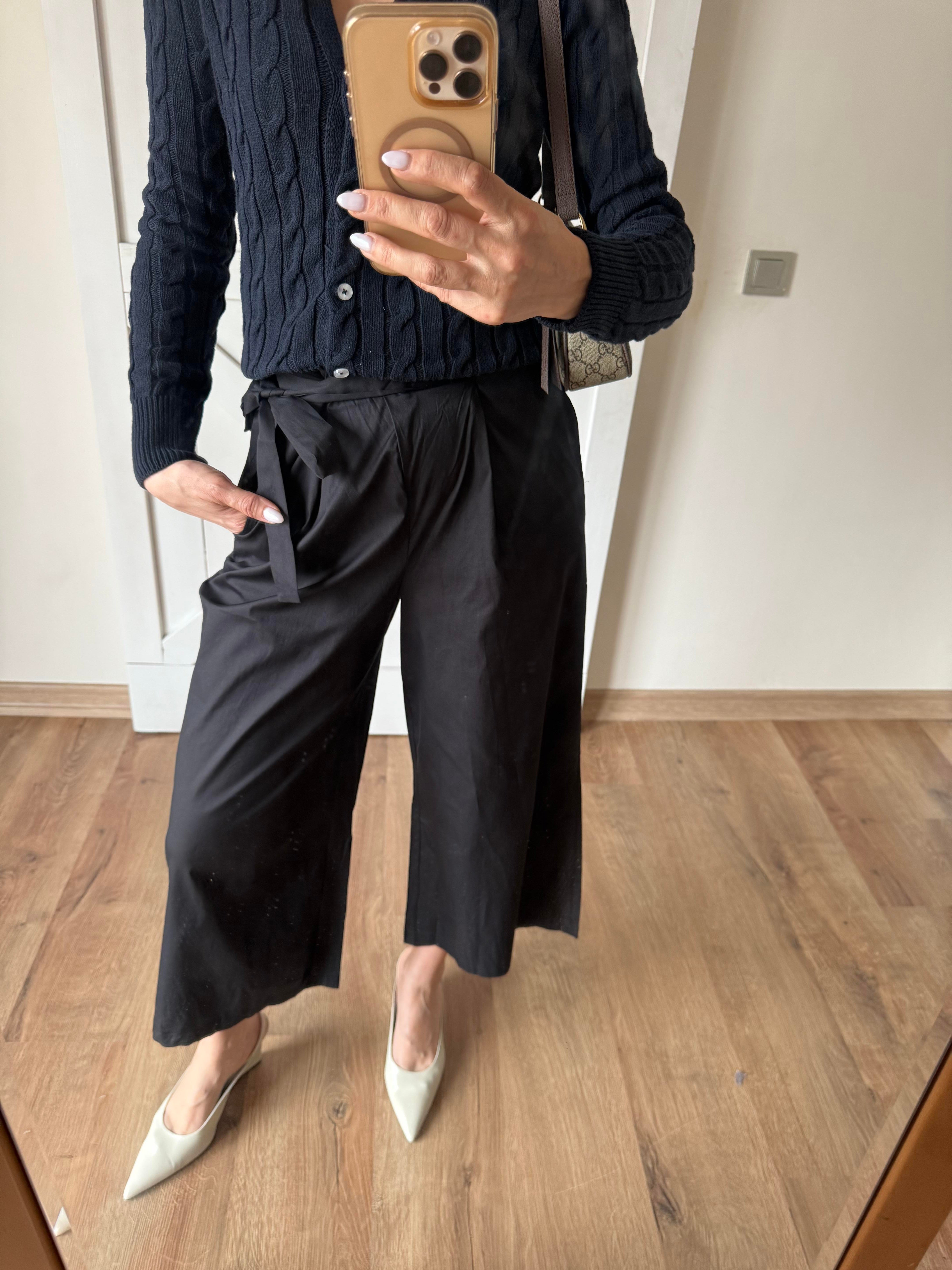 Pens Dikişli Siyah Kuşaklı Pantolon