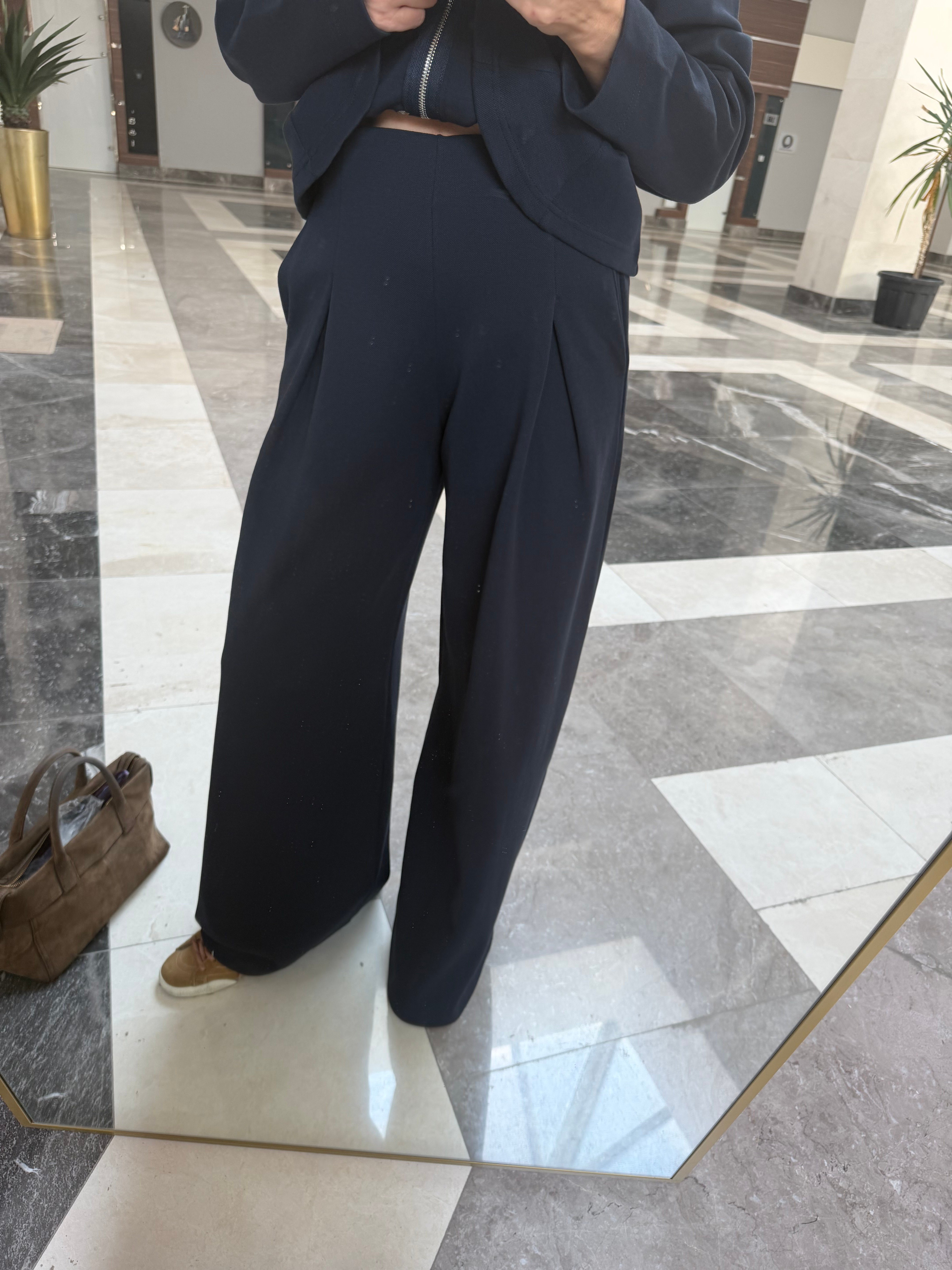 Pike Lacivert Kumaş Oyş Model Premium Fermuarlı Ceket Pantolon Takım