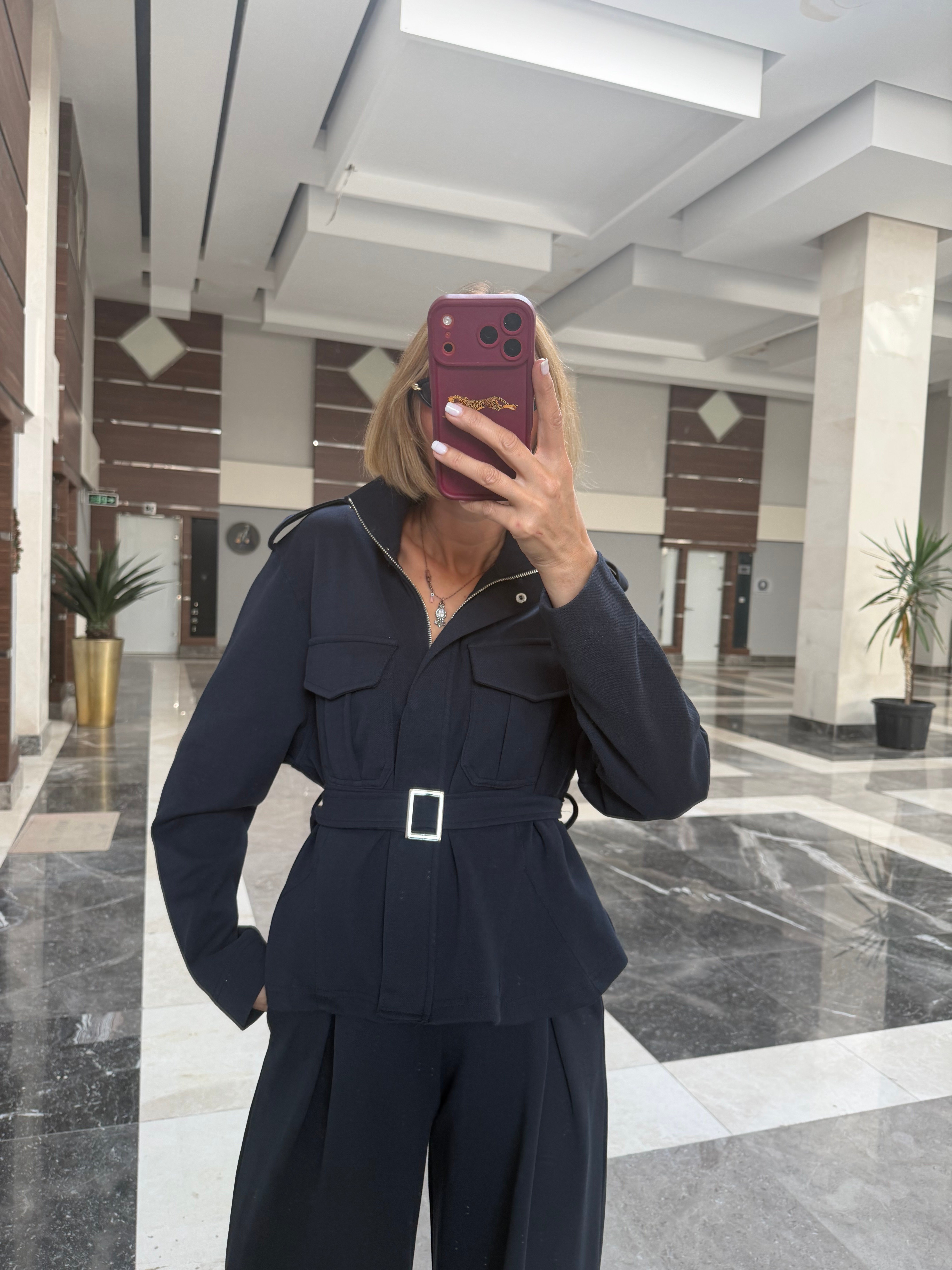 Pike Lacivert Kumaş Oyş Model Premium Fermuarlı Ceket Pantolon Takım