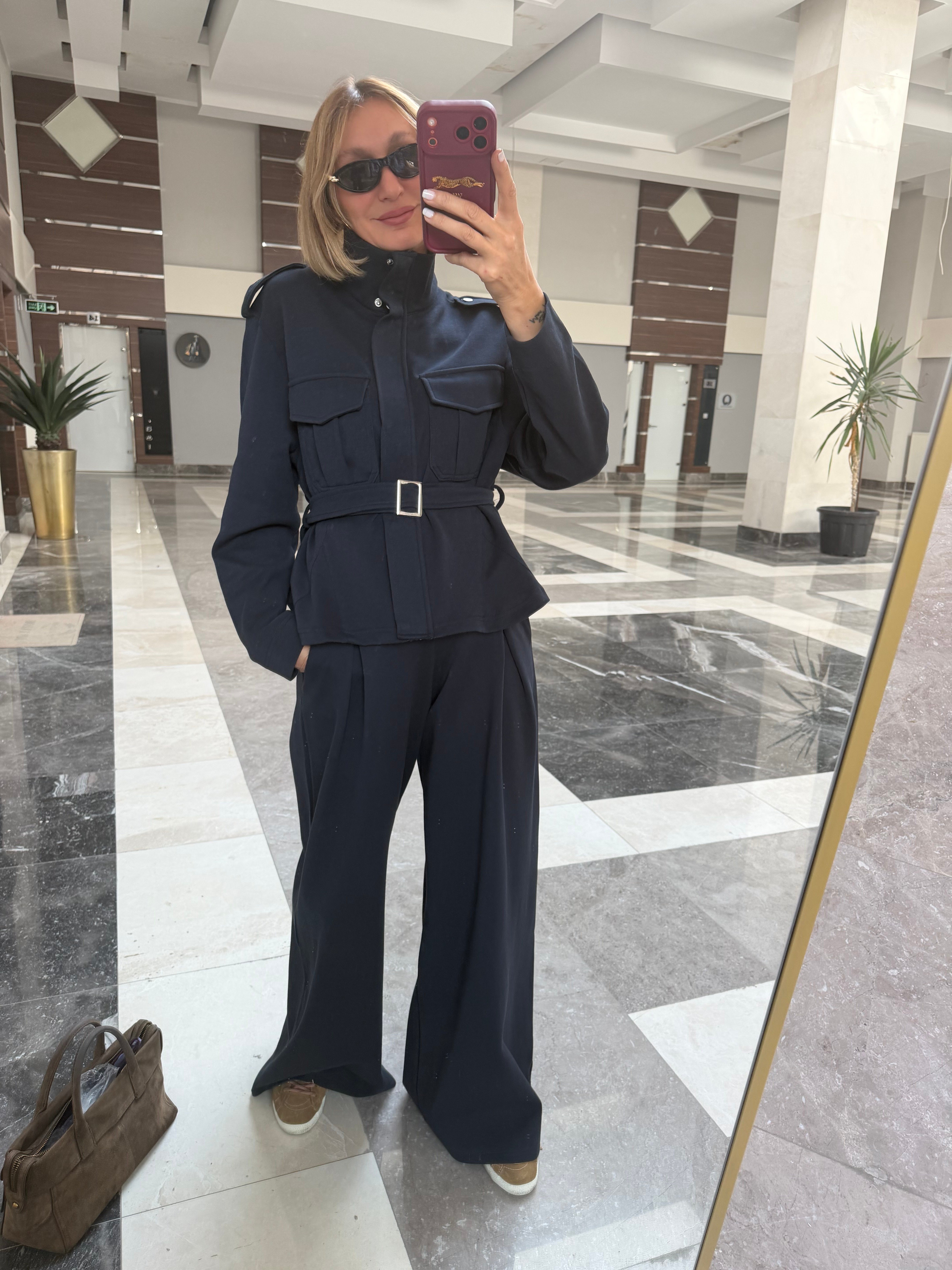 Pike Lacivert Kumaş Oyş Model Premium Fermuarlı Ceket Pantolon Takım