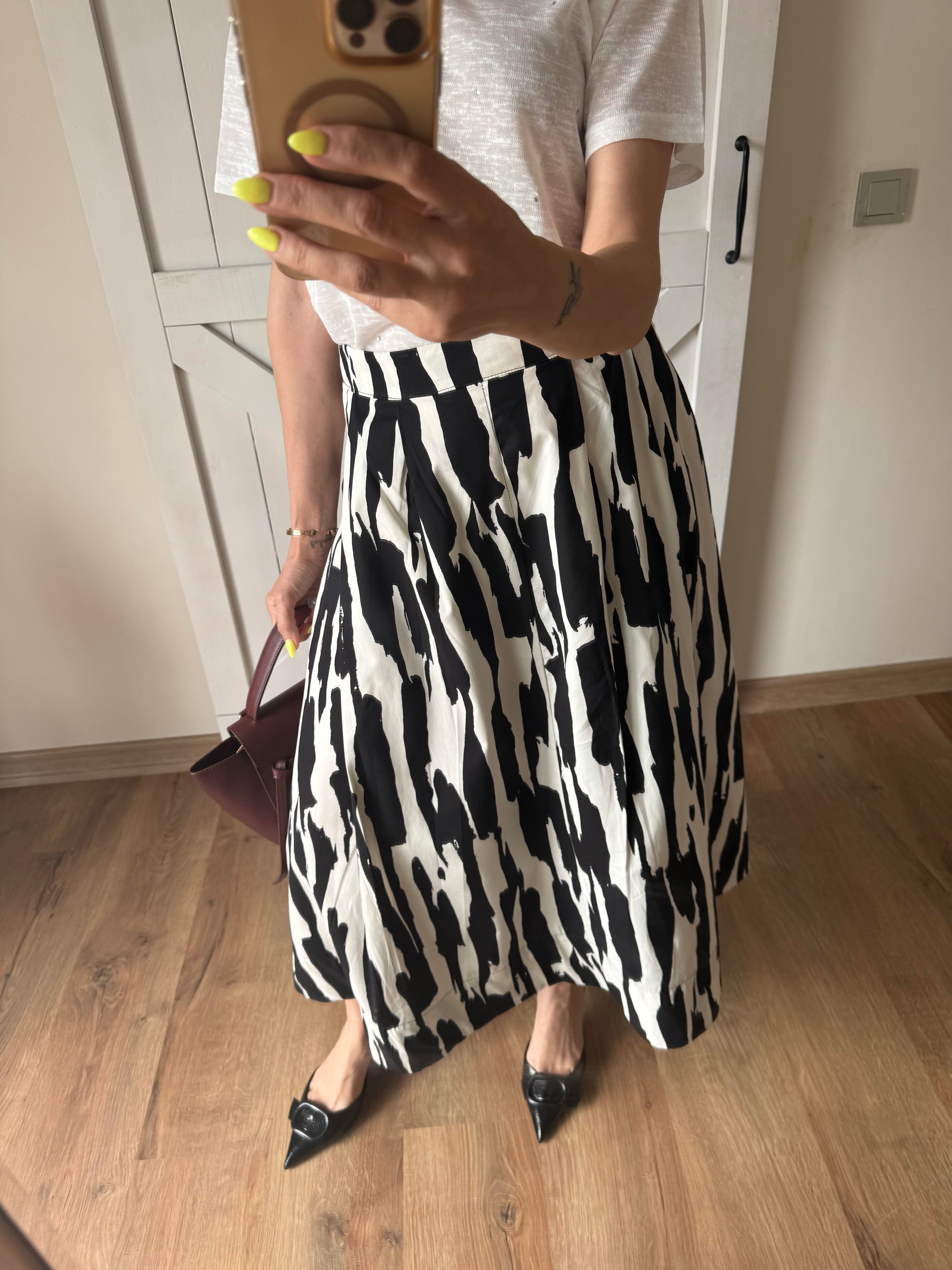 Pileli Desenli Poplin Karma Etek