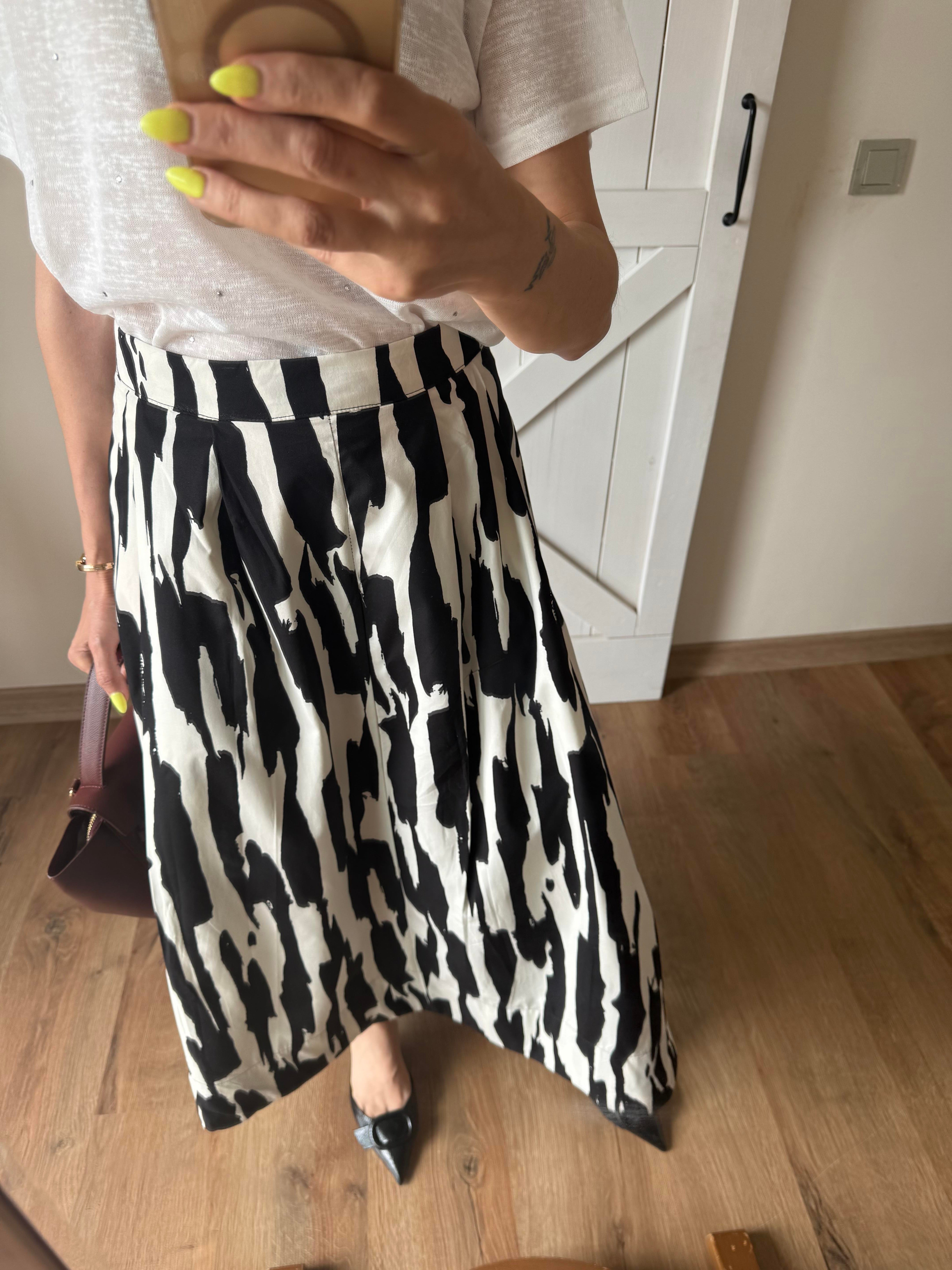 Pileli Desenli Poplin Karma Etek