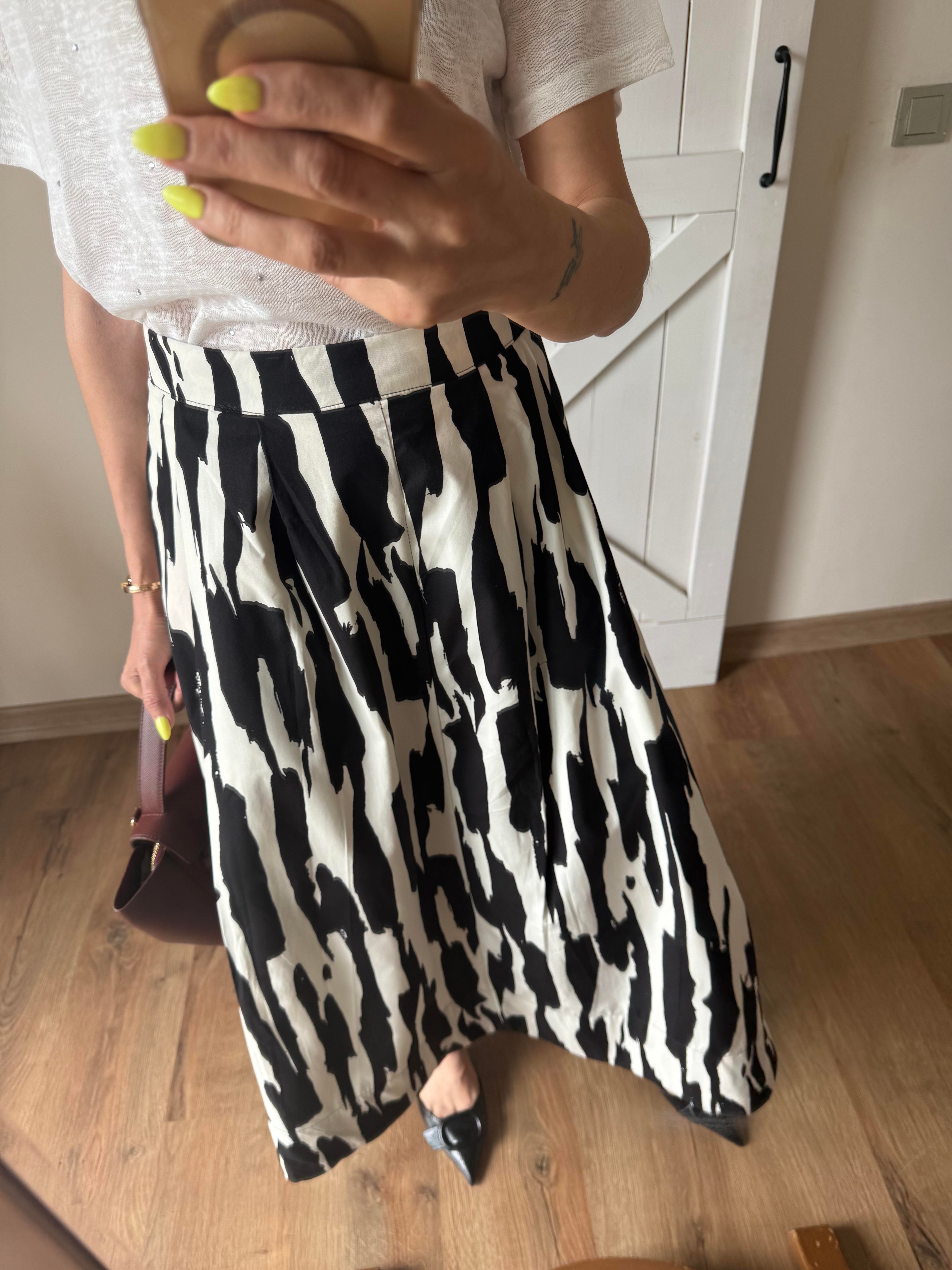 Pileli Desenli Poplin Karma Etek