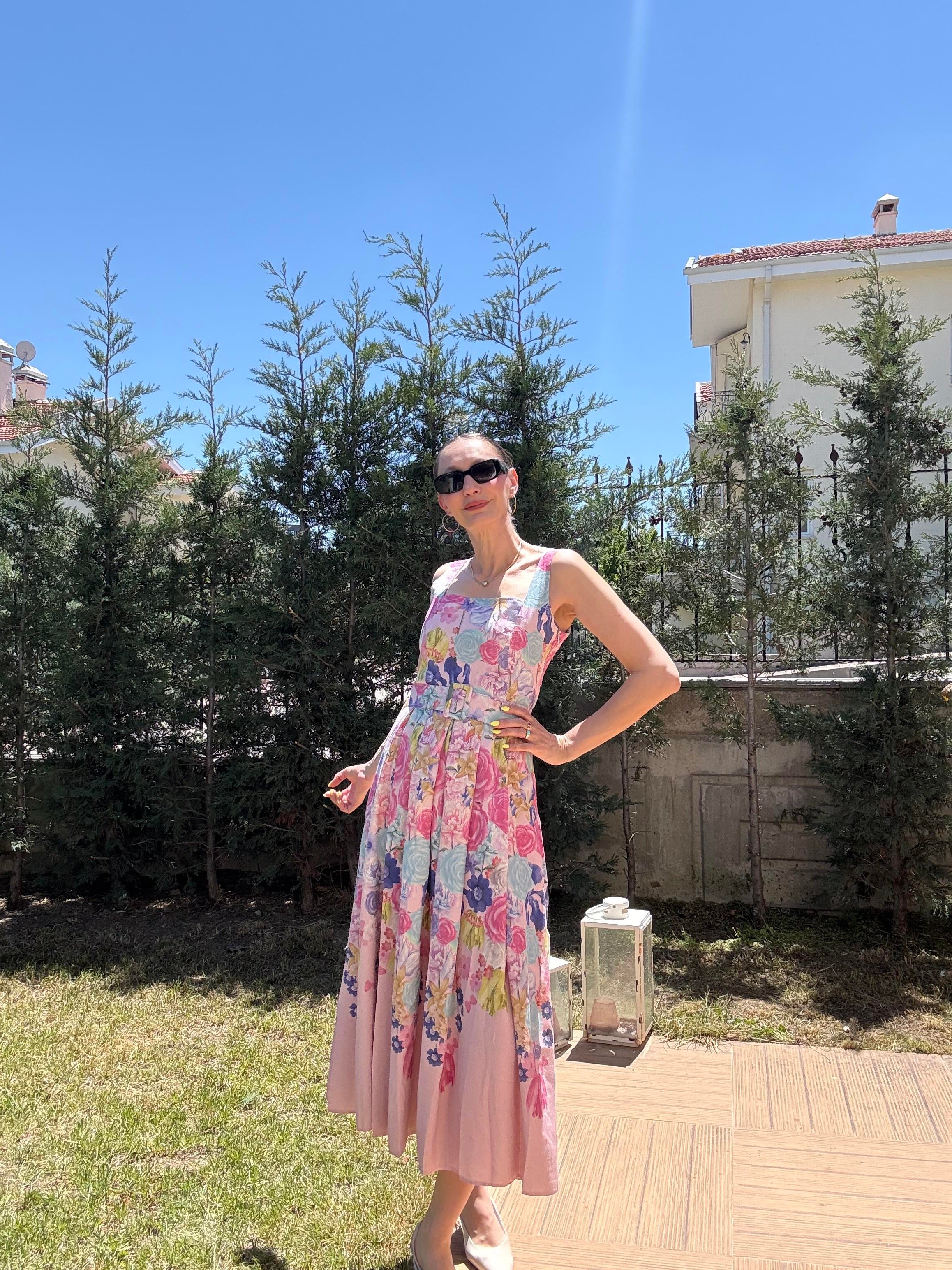 Pink Kalın Kemerli Elbise