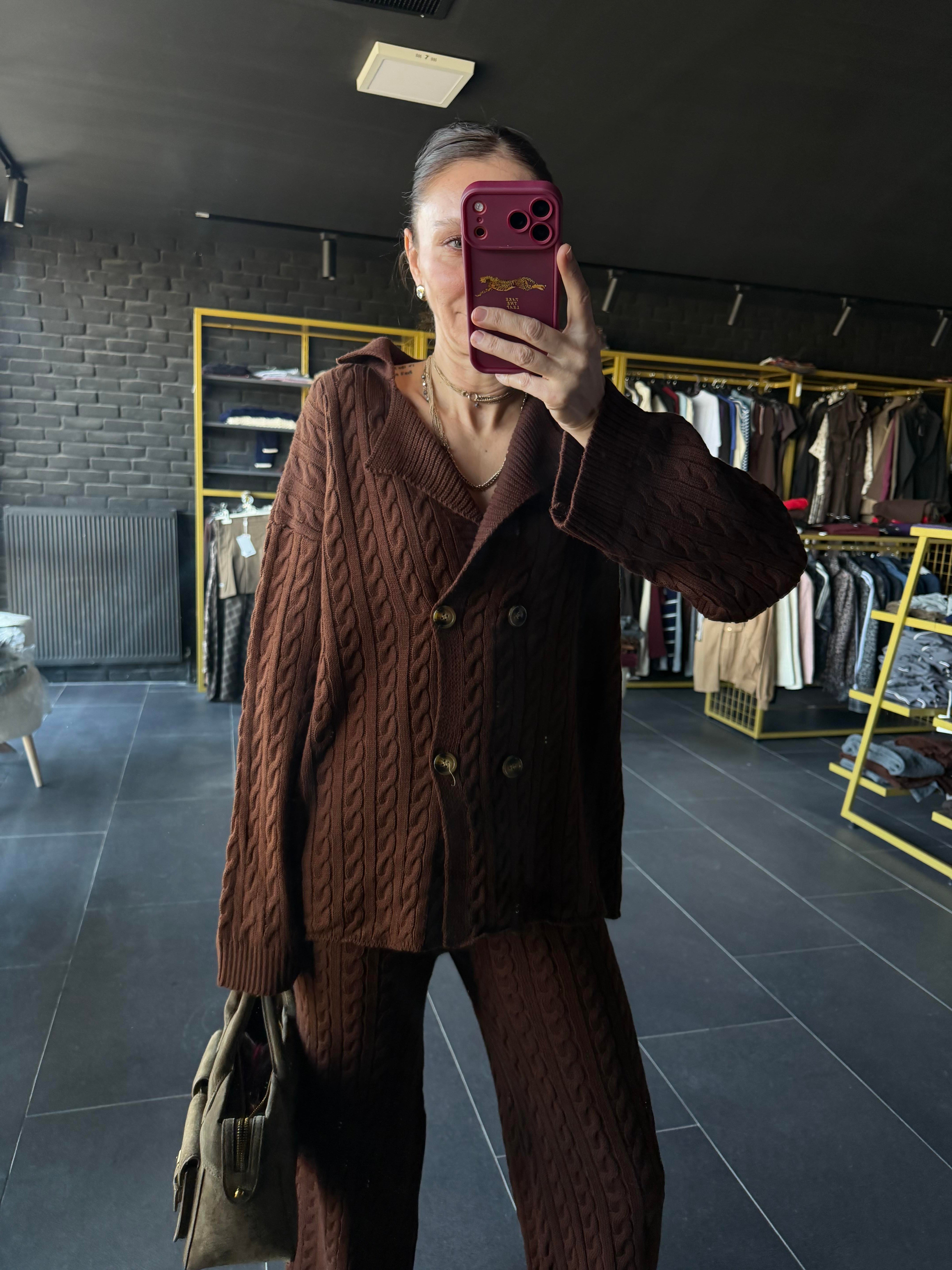 Pinterest Kahve Hırka Pantolon Takım