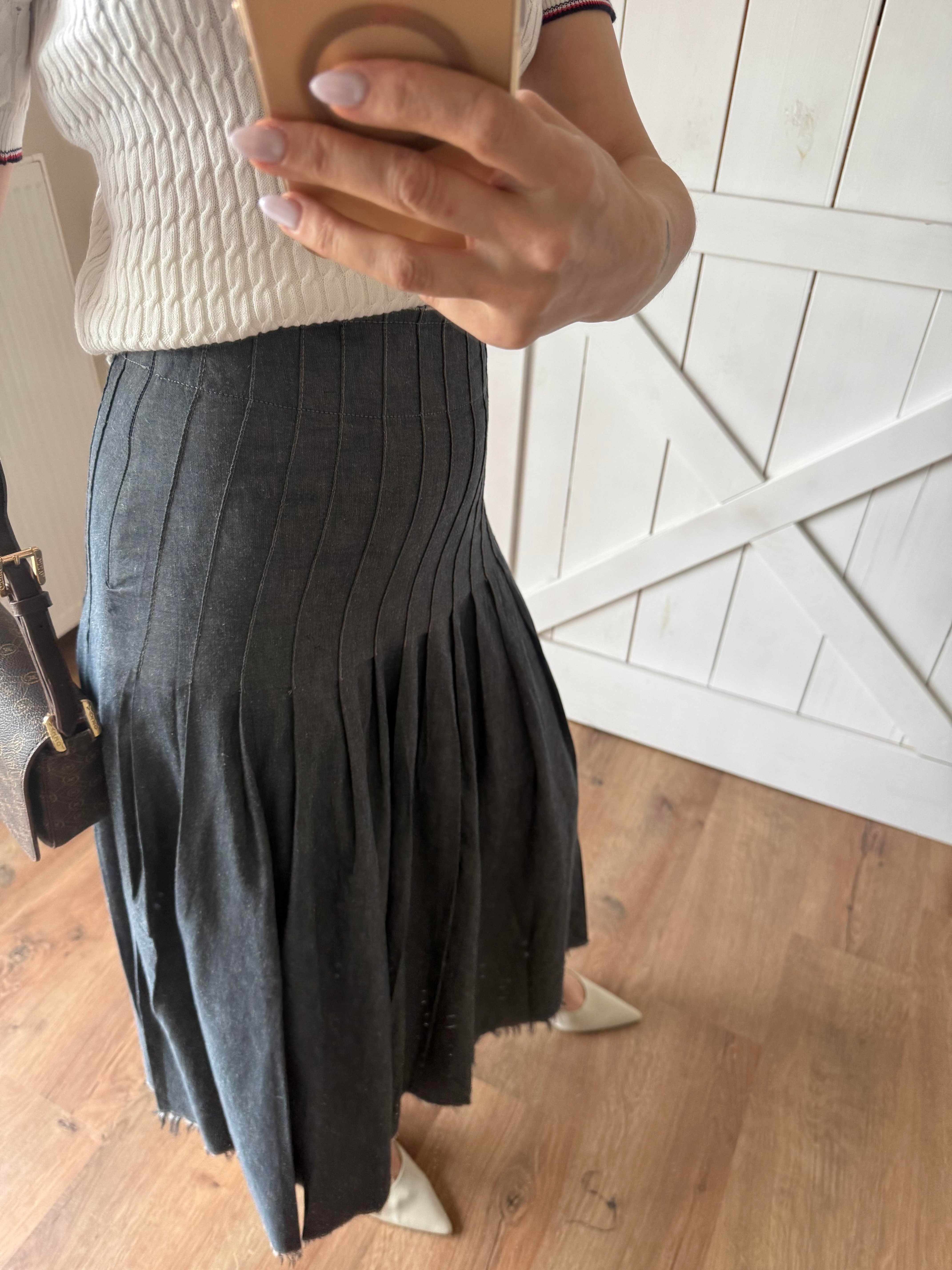 Pis Dikişli Pileli Etek