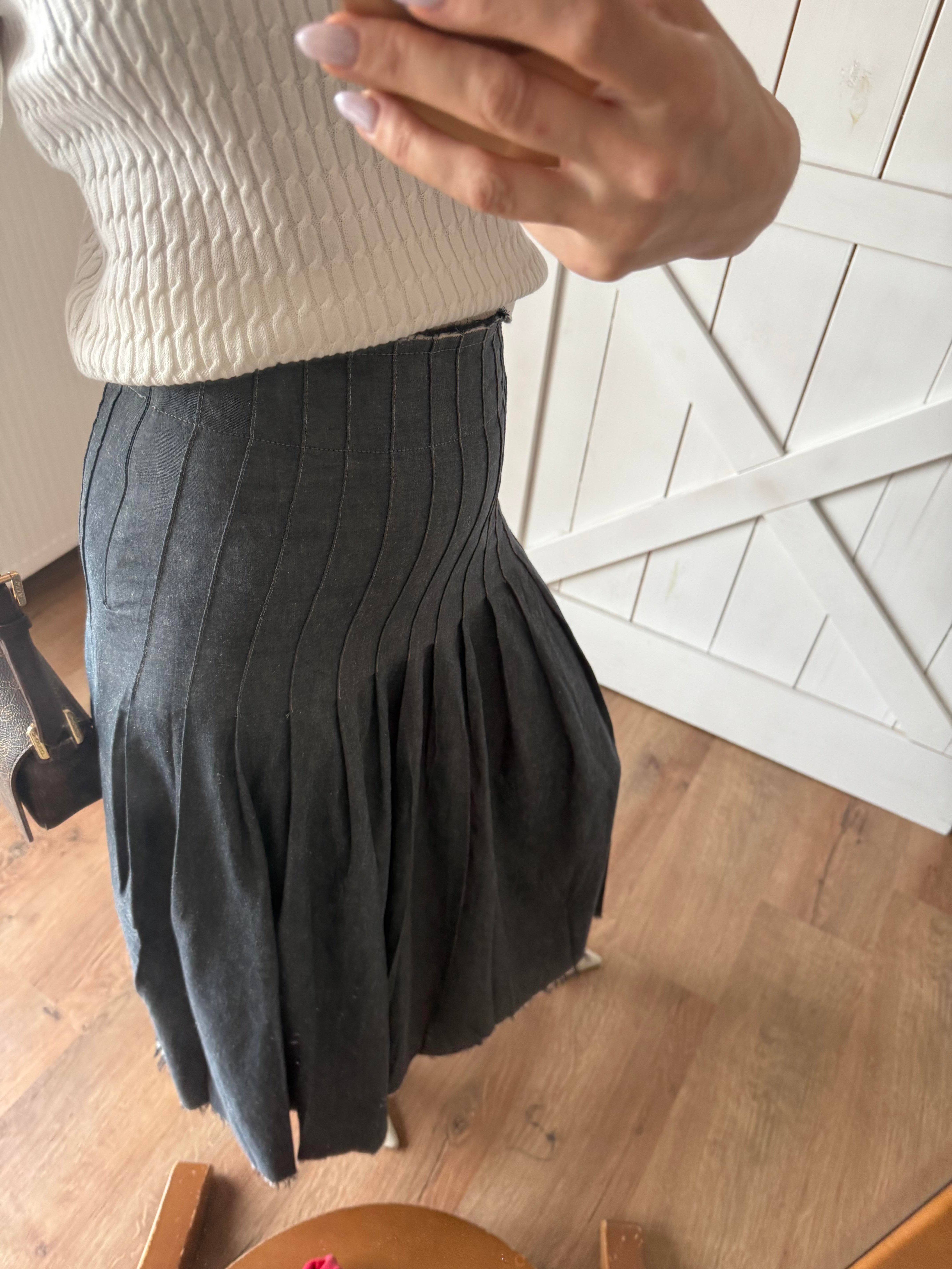 Pis Dikişli Pileli Etek