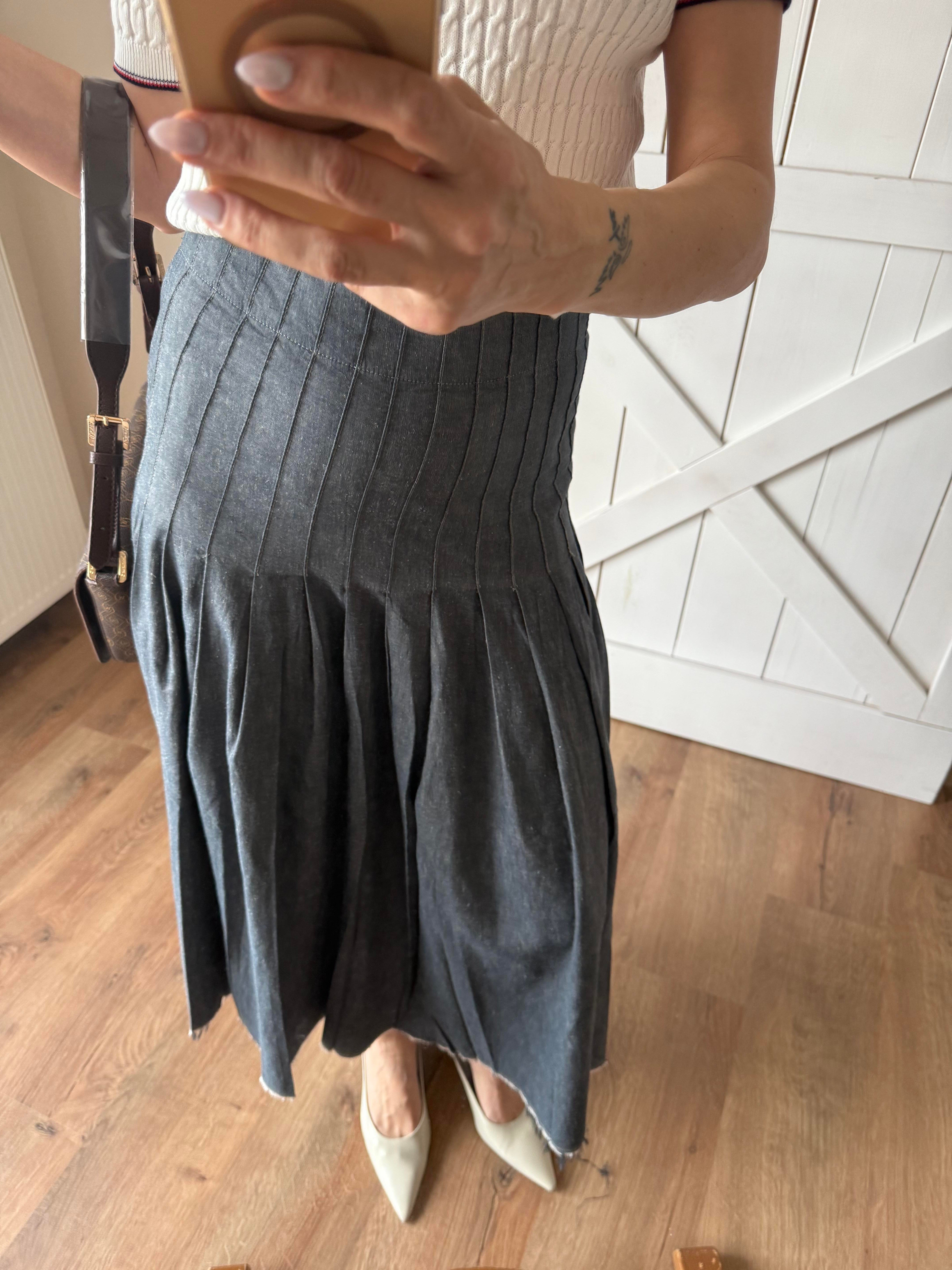 Pis Dikişli Pileli Etek