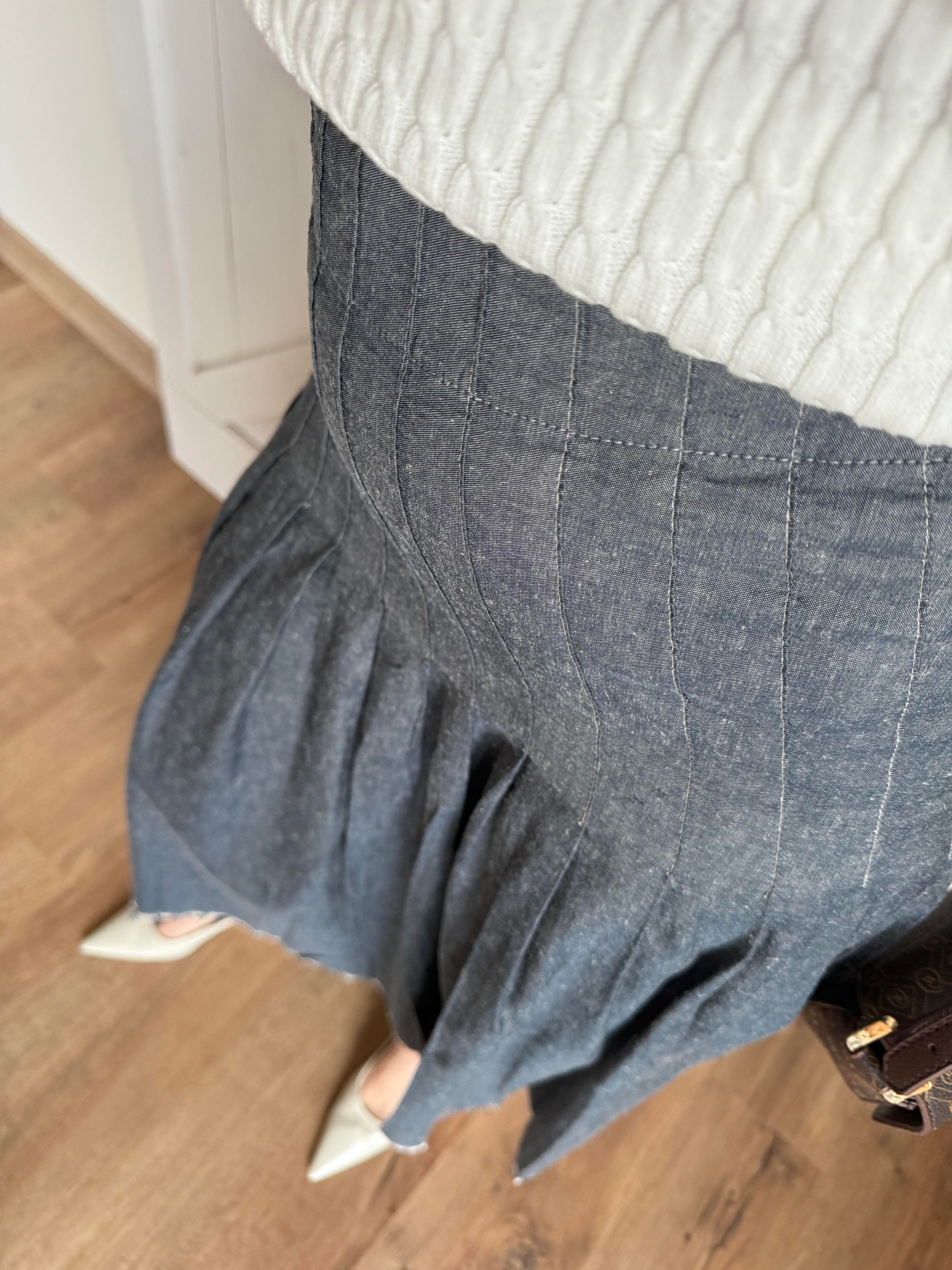 Pis Dikişli Pileli Etek