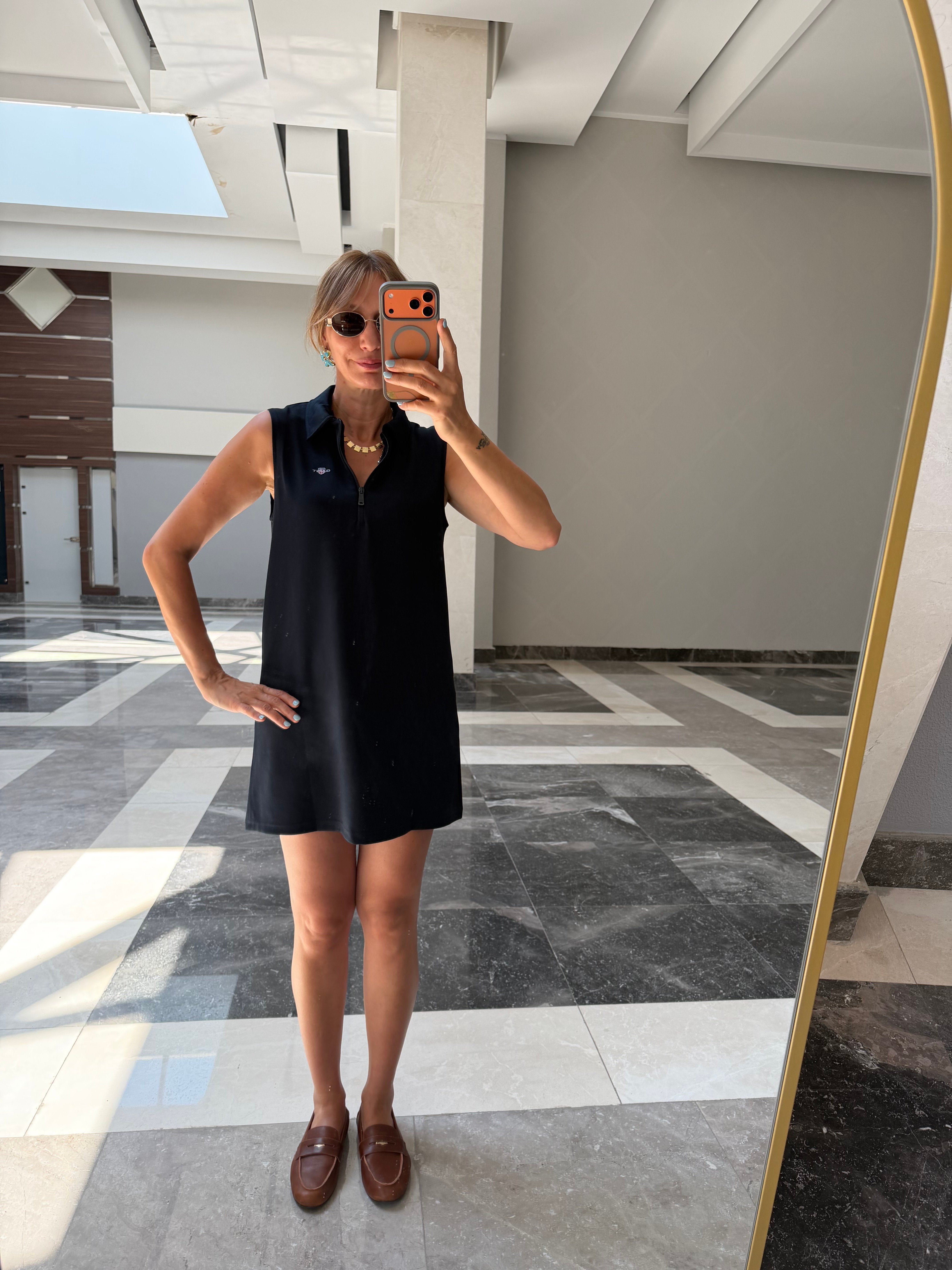 Polo Yaka Fermuarlı Elbise