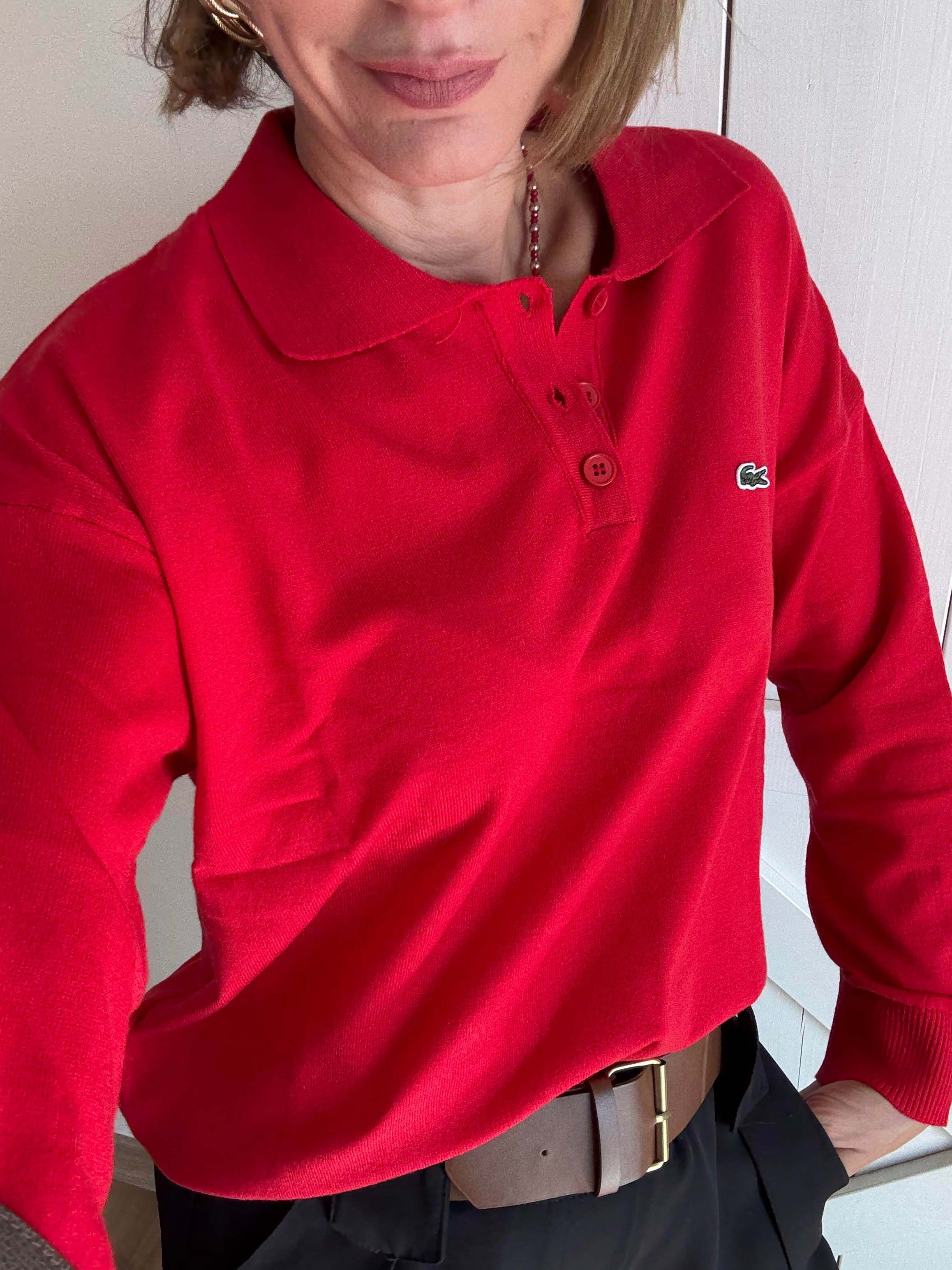 Polo Yaka Kırmızı Lcs Triko