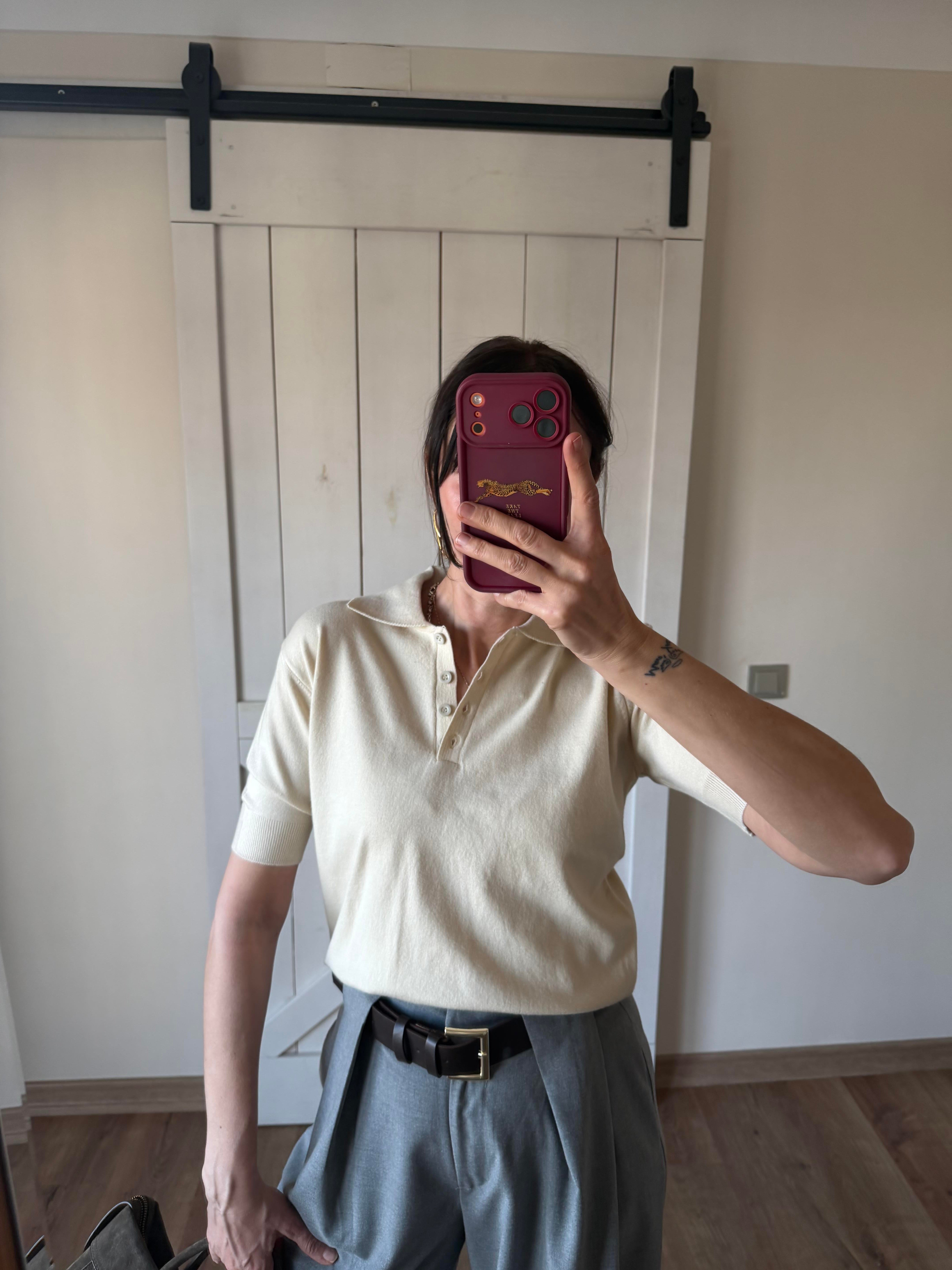 Polo Yaka Krem Massi Triko